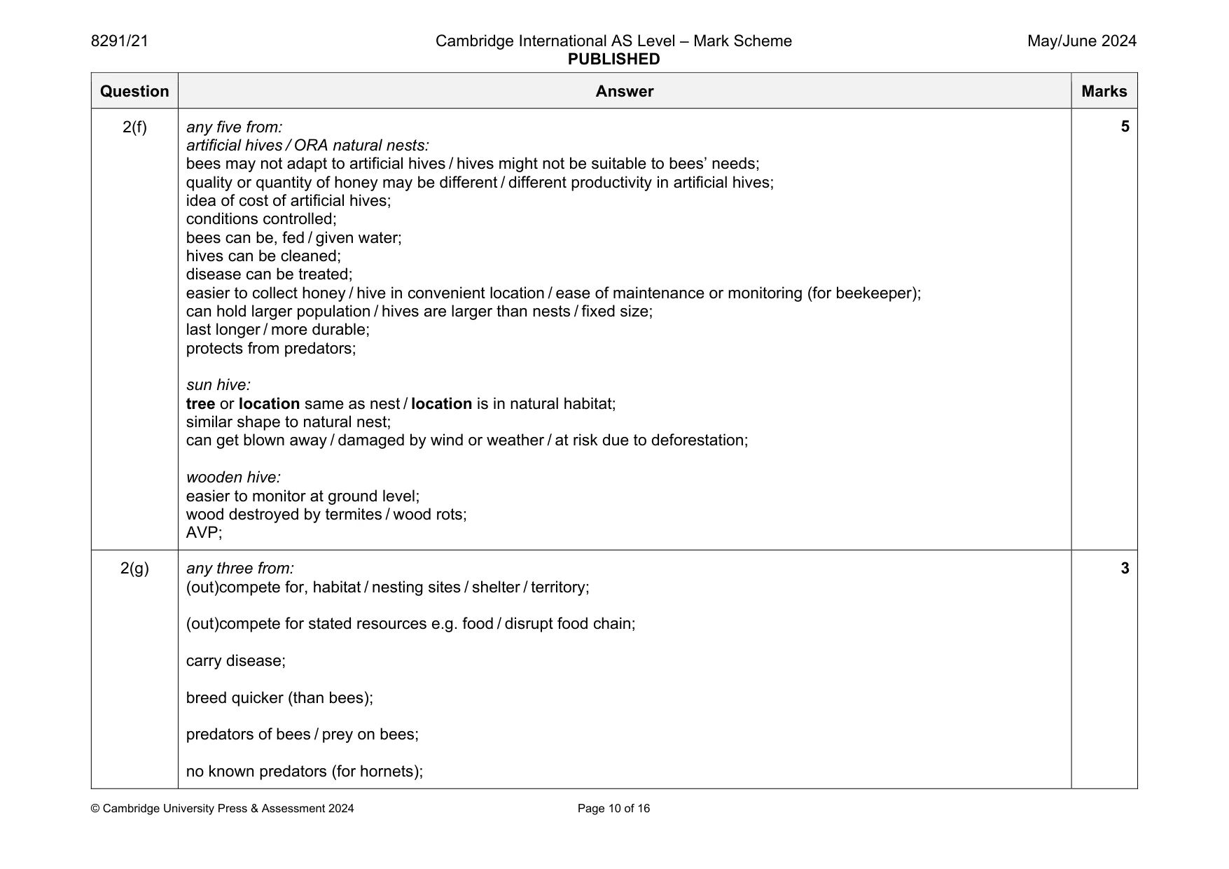 Mark scheme, page 10 of 16