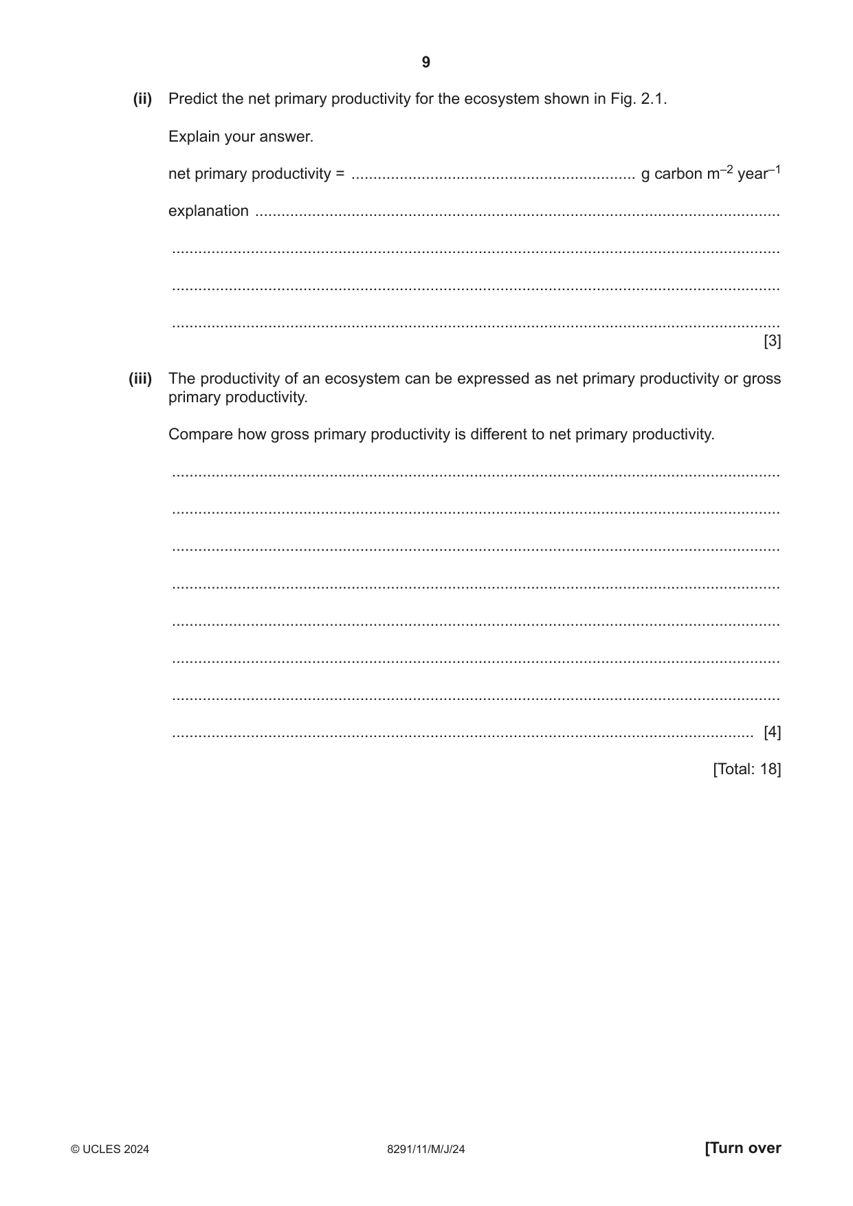 Cambridge A Level Environmental Management (AS only) 8291 2024 May/June Paper 1 · Variant 1 question paper, page 9 of 20