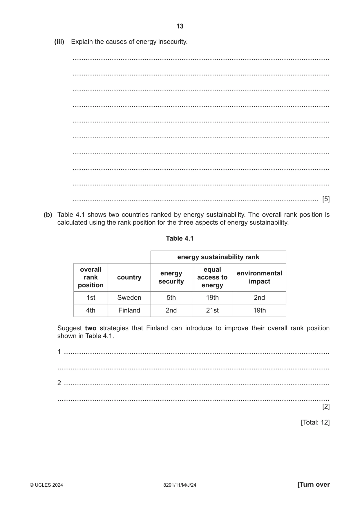 Cambridge A Level Environmental Management (AS only) 8291 2024 May/June Paper 1 · Variant 1 question paper, page 13 of 20