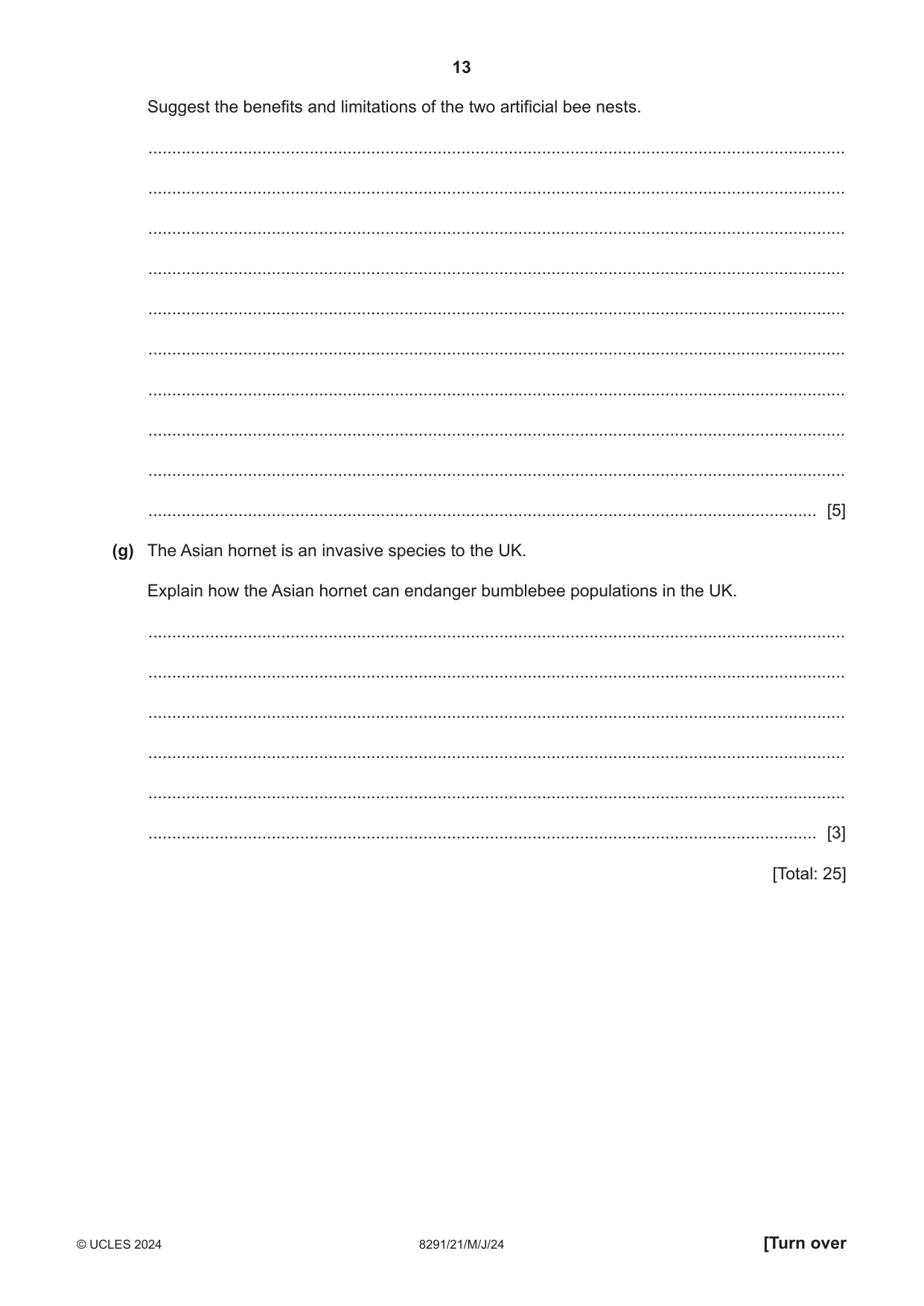 Cambridge A Level Environmental Management (AS only) 8291 2024 May/June Paper 2 · Variant 1 question paper, page 13 of 24