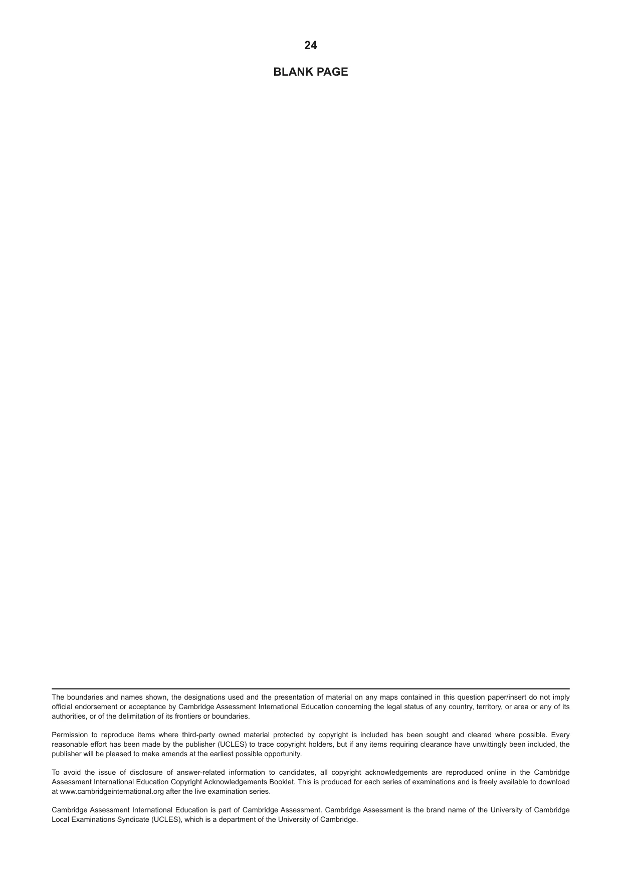 Cambridge A Level Environmental Management (AS only) 8291 2024 May/June Paper 2 · Variant 1 question paper, page 24 of 24