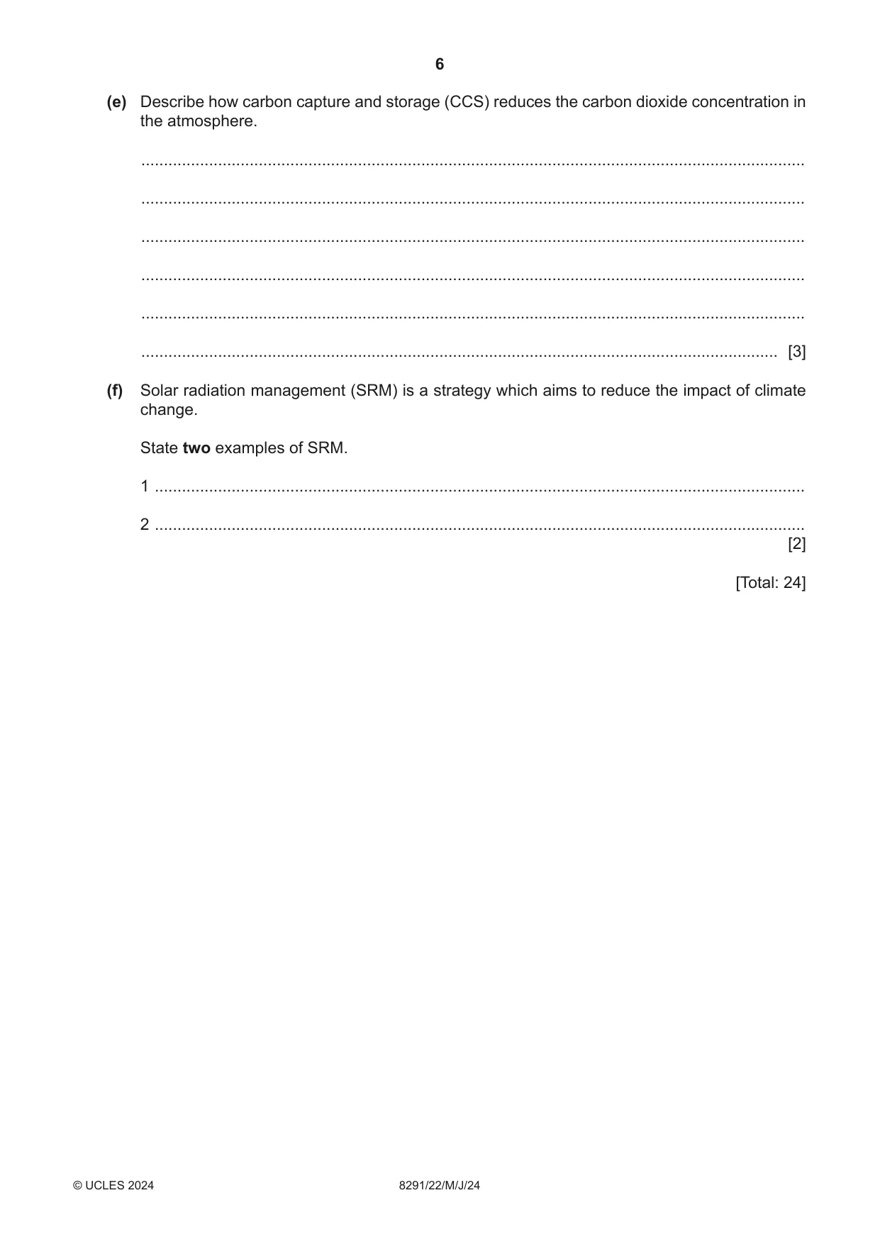 Cambridge A Level Environmental Management (AS only) 8291 2024 May/June Paper 2 · Variant 2 question paper, page 6 of 20