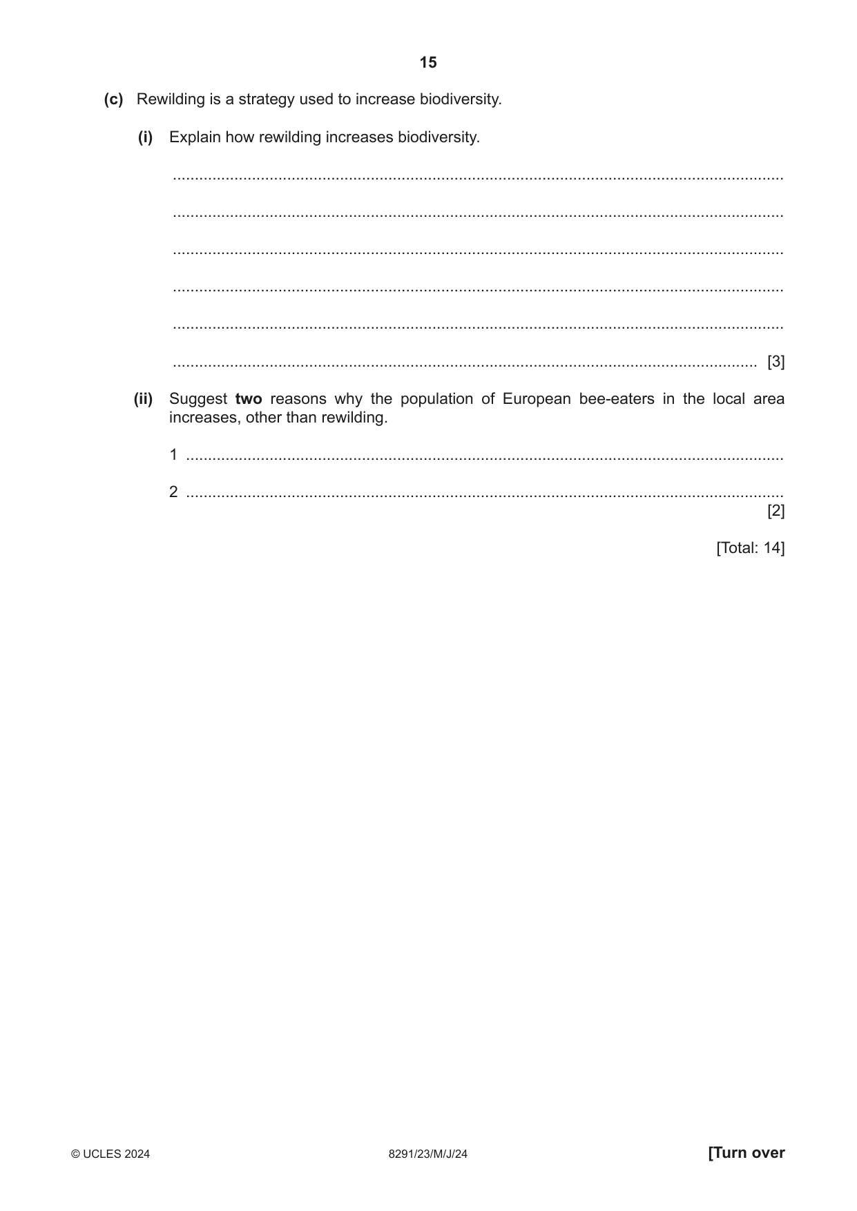 Cambridge A Level Environmental Management (AS only) 8291 2024 May/June Paper 2 · Variant 3 question paper, page 15 of 20