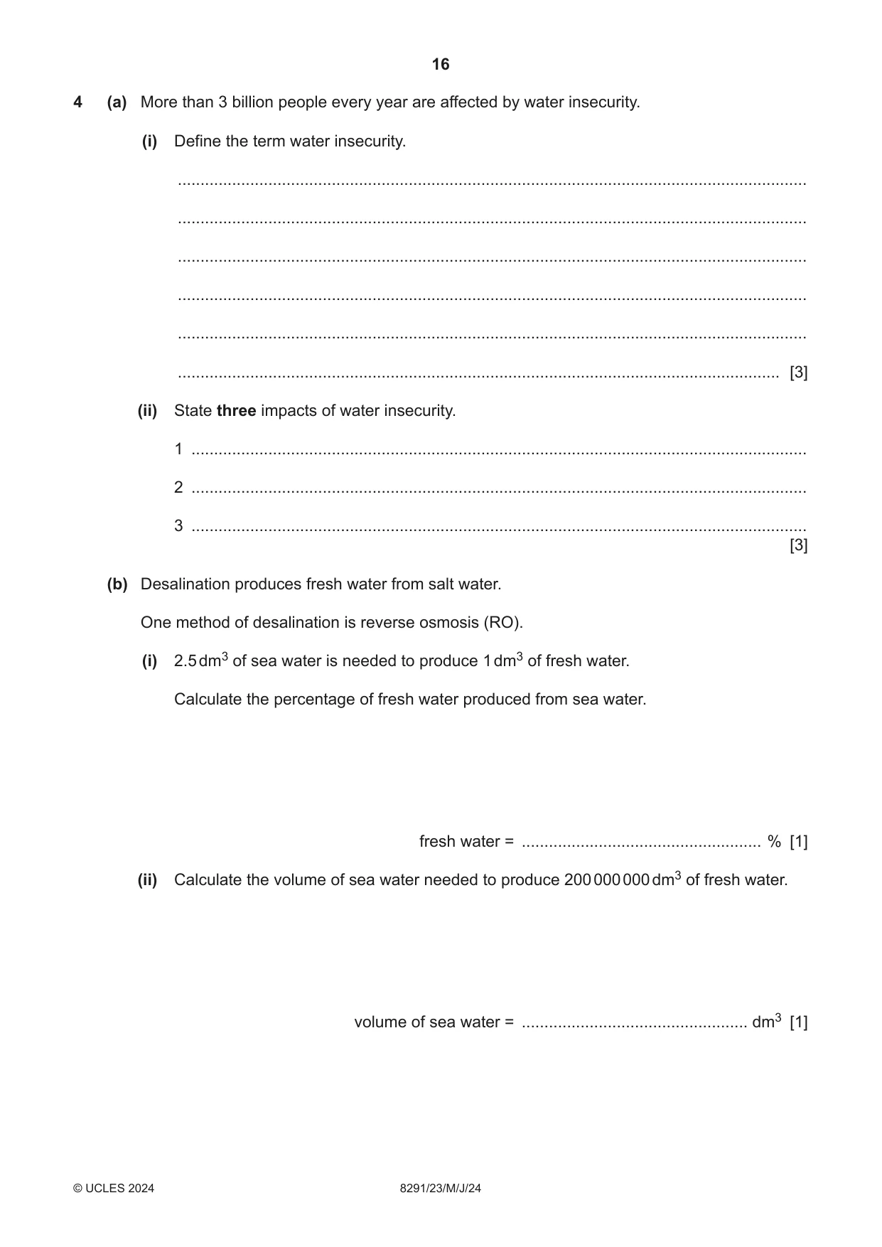 Cambridge A Level Environmental Management (AS only) 8291 2024 May/June Paper 2 · Variant 3 question paper, page 16 of 20