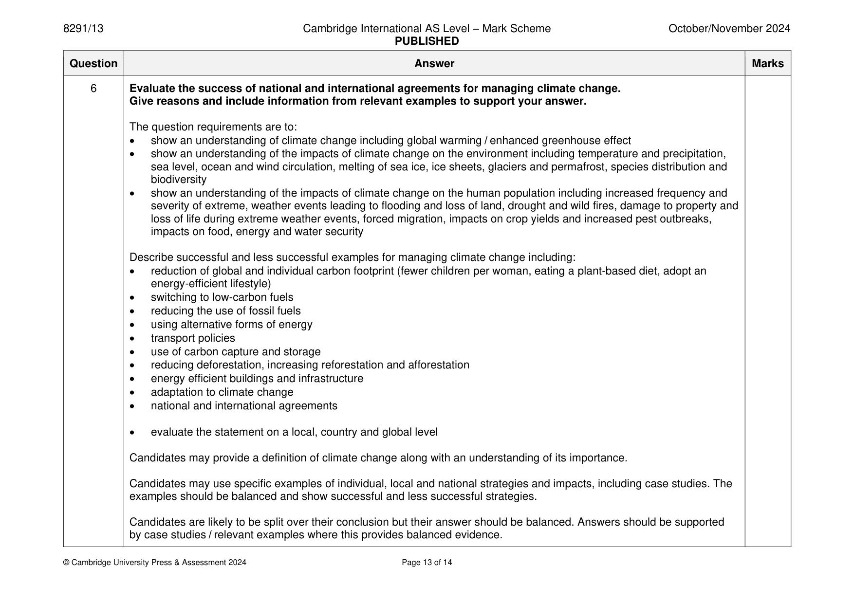Mark scheme, page 13 of 14