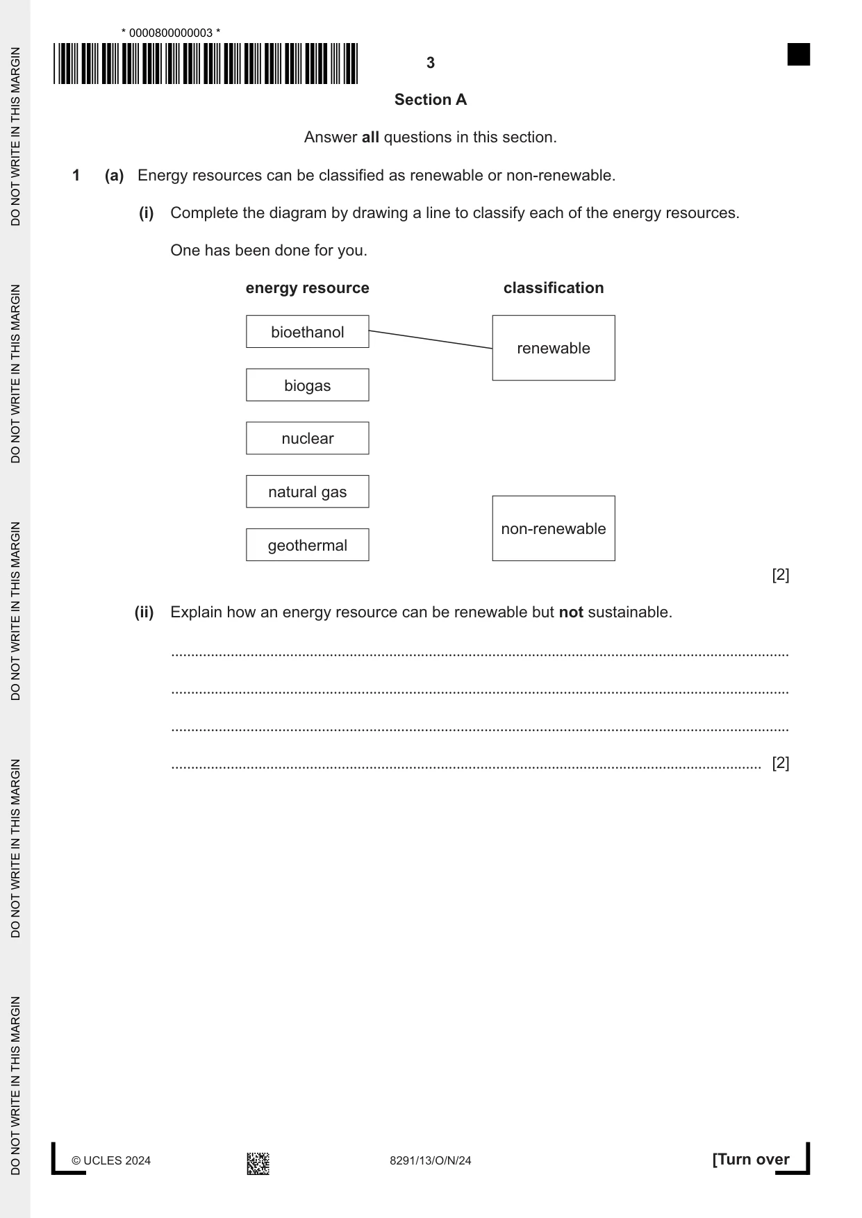 Cambridge A Level Environmental Management (AS only) 8291 2024 Oct/Nov Paper 1 · Variant 3 question paper, page 3 of 20