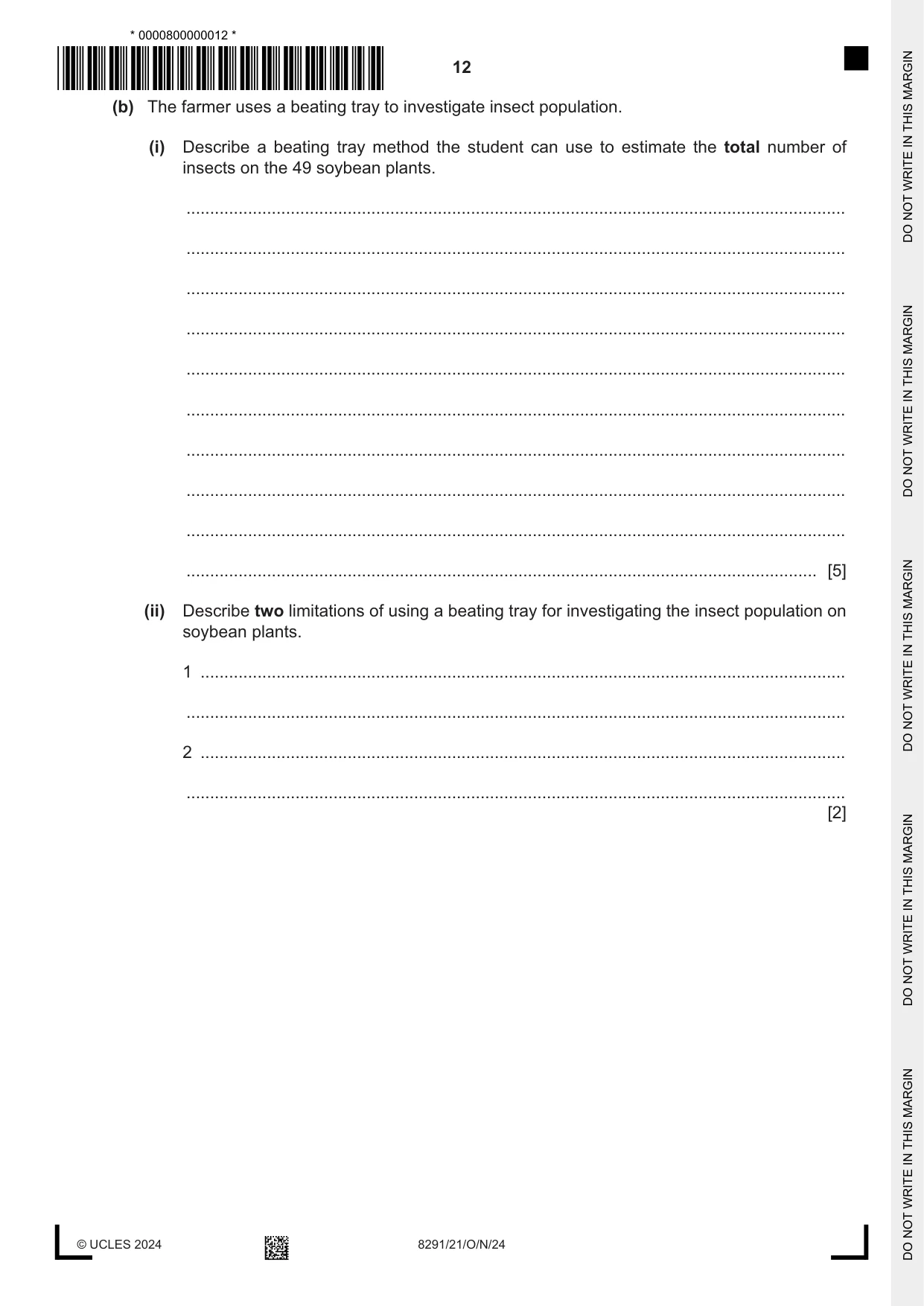 Cambridge A Level Environmental Management (AS only) 8291 2024 Oct/Nov Paper 2 · Variant 1 question paper, page 12 of 24