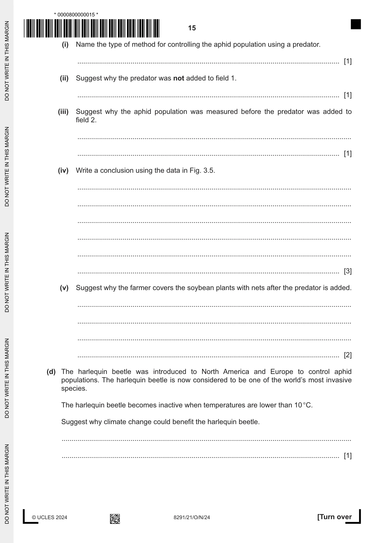 Cambridge A Level Environmental Management (AS only) 8291 2024 Oct/Nov Paper 2 · Variant 1 question paper, page 15 of 24