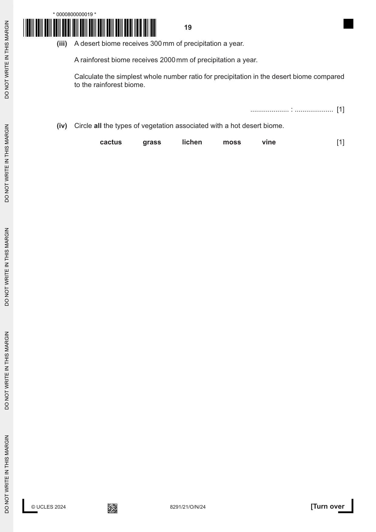Cambridge A Level Environmental Management (AS only) 8291 2024 Oct/Nov Paper 2 · Variant 1 question paper, page 19 of 24