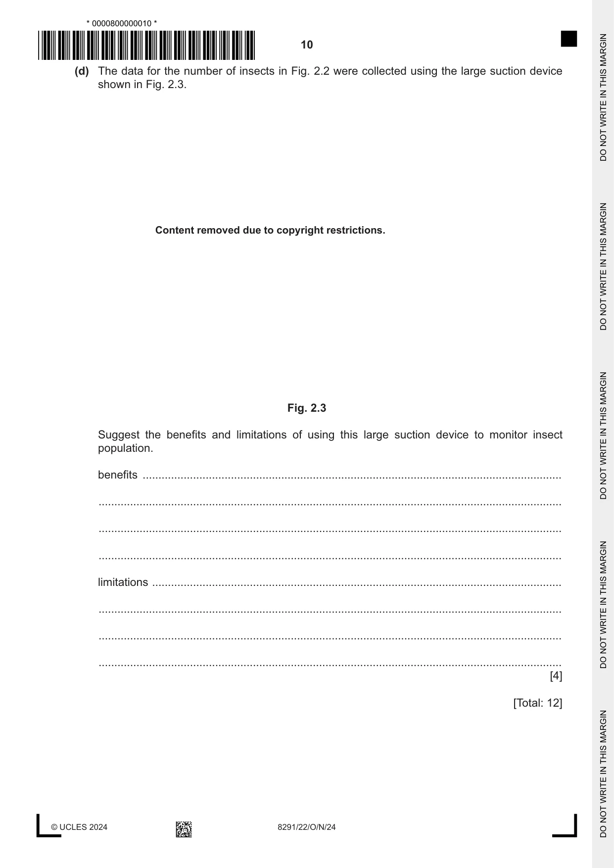 Cambridge A Level Environmental Management (AS only) 8291 2024 Oct/Nov Paper 2 · Variant 2 question paper, page 10 of 24