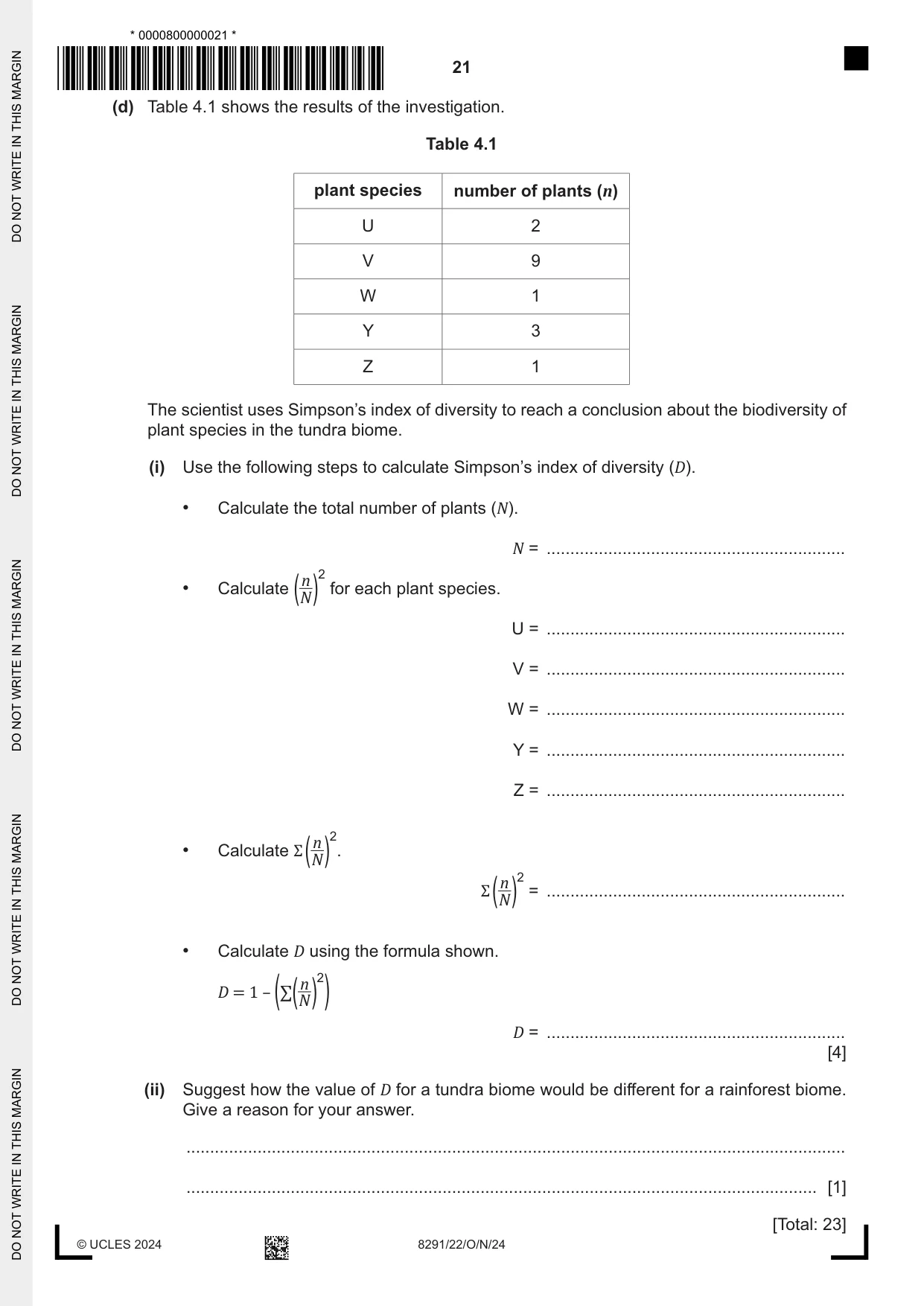 Cambridge A Level Environmental Management (AS only) 8291 2024 Oct/Nov Paper 2 · Variant 2 question paper, page 21 of 24