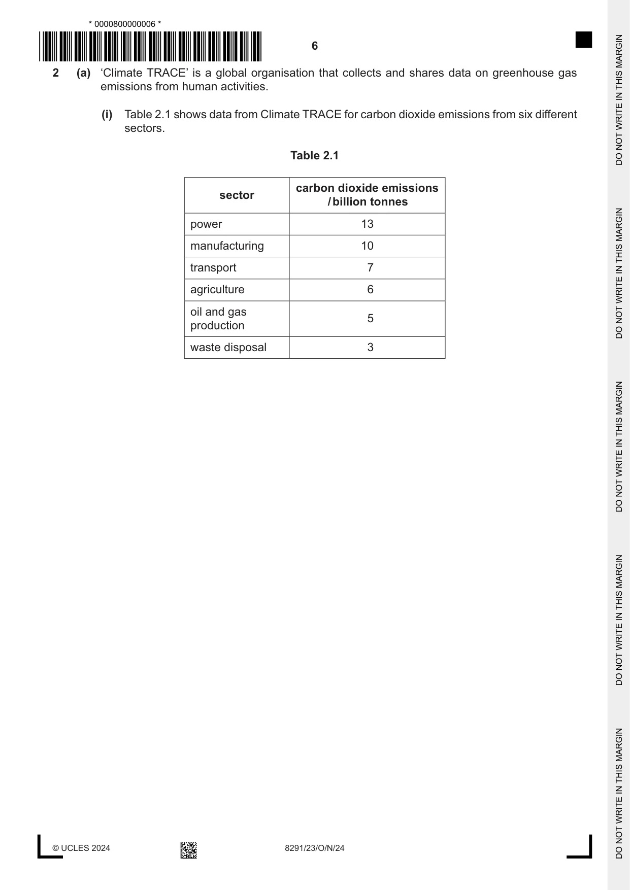 Cambridge A Level Environmental Management (AS only) 8291 2024 Oct/Nov Paper 2 · Variant 3 question paper, page 6 of 24