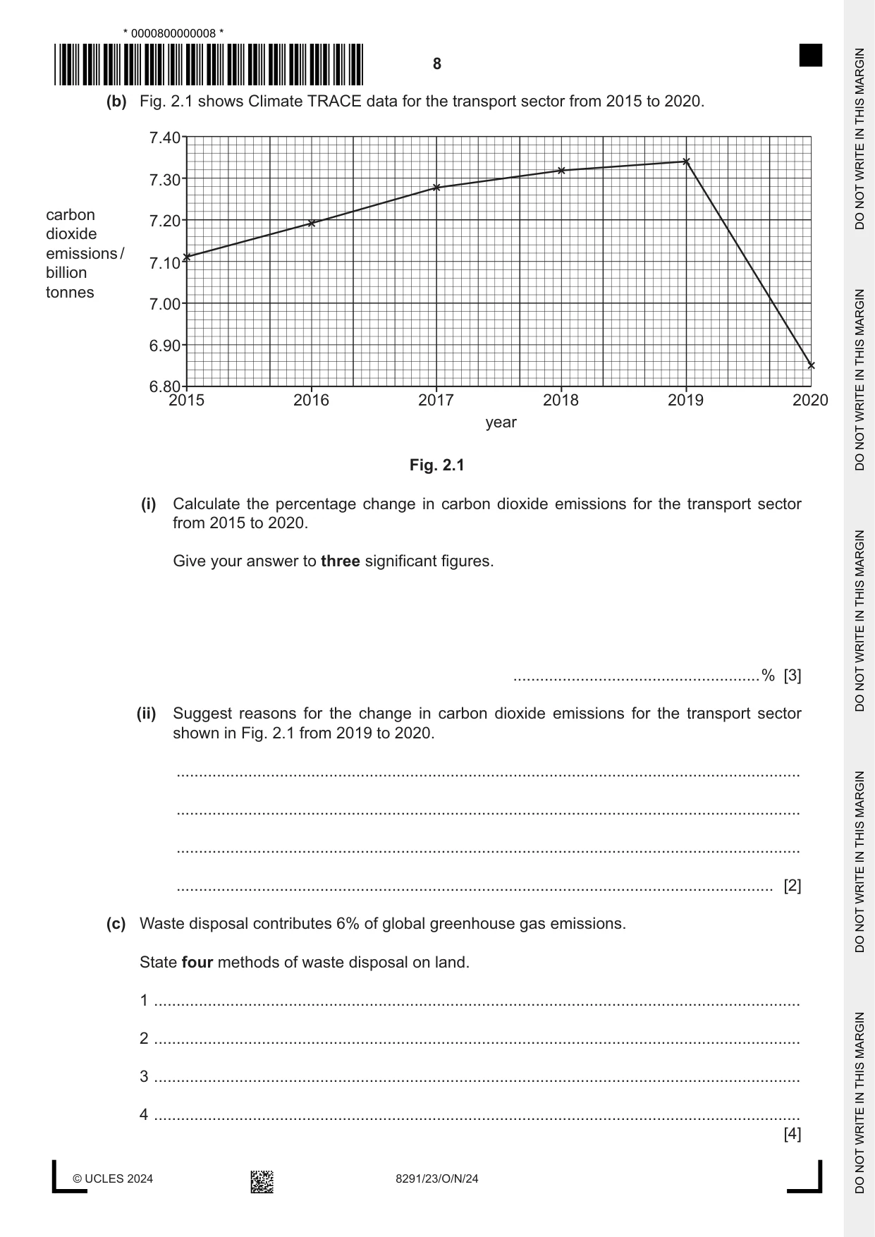 Cambridge A Level Environmental Management (AS only) 8291 2024 Oct/Nov Paper 2 · Variant 3 question paper, page 8 of 24