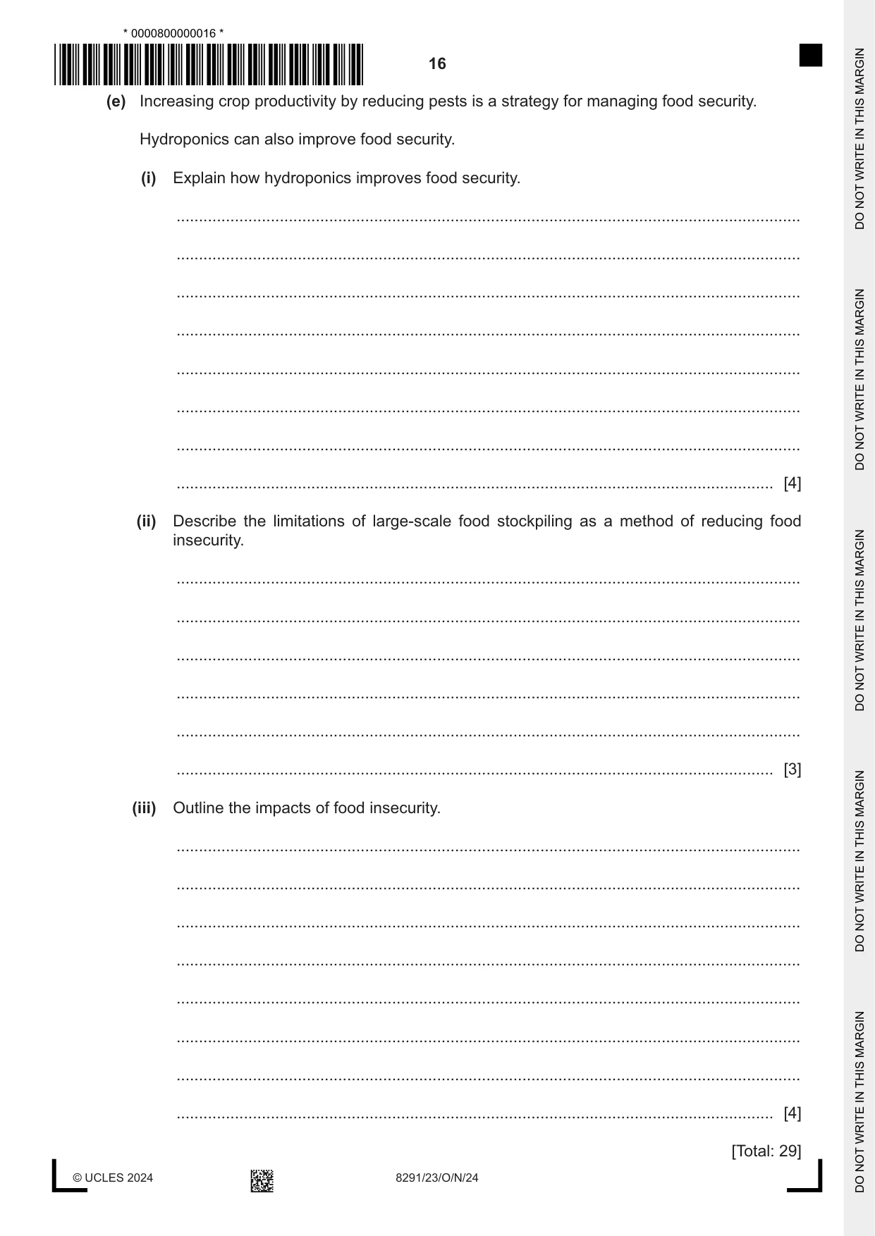 Cambridge A Level Environmental Management (AS only) 8291 2024 Oct/Nov Paper 2 · Variant 3 question paper, page 16 of 24