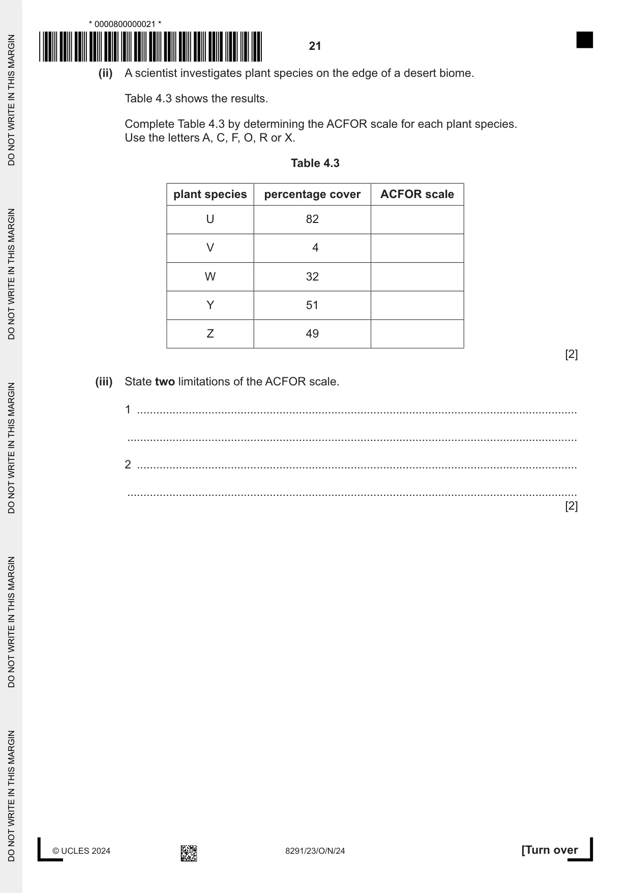 Cambridge A Level Environmental Management (AS only) 8291 2024 Oct/Nov Paper 2 · Variant 3 question paper, page 21 of 24