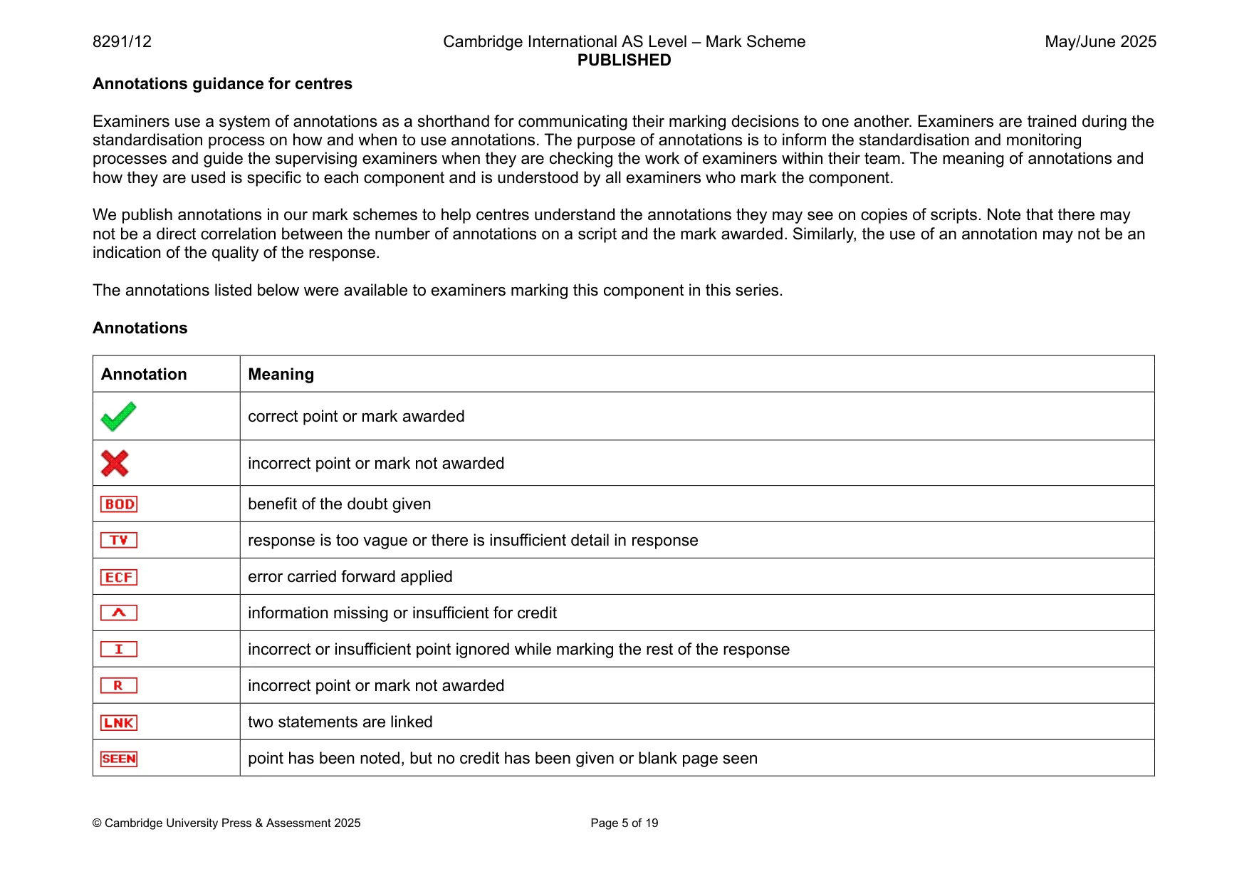 Mark scheme, page 5 of 19