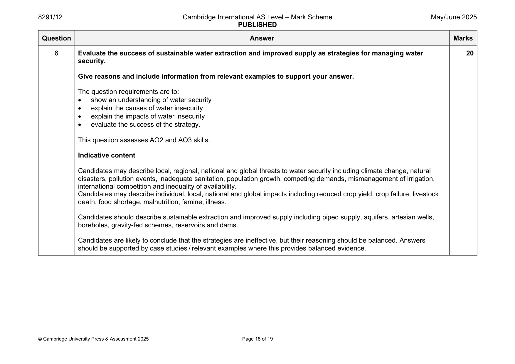 Mark scheme, page 18 of 19