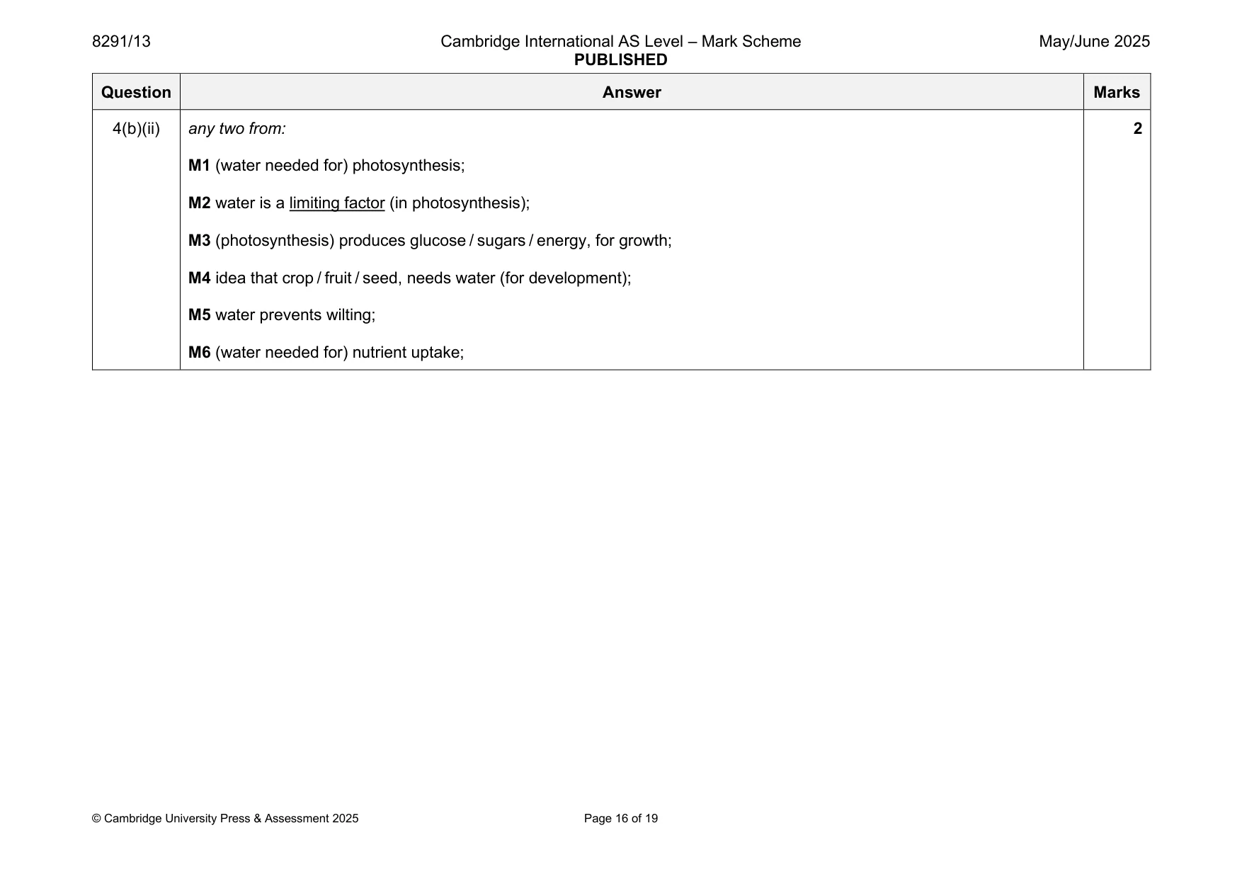 Mark scheme, page 16 of 19