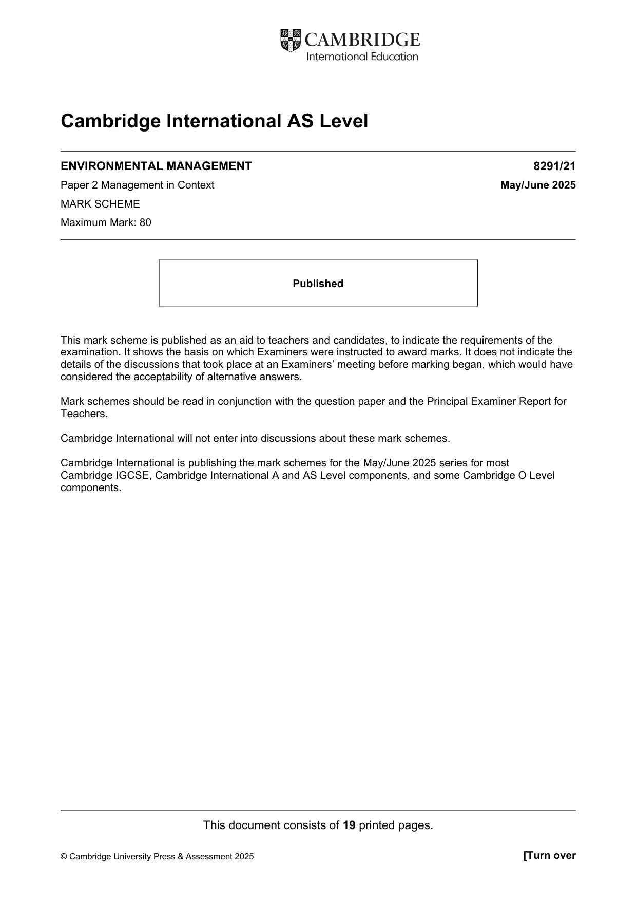 Mark scheme, page 1 of 19