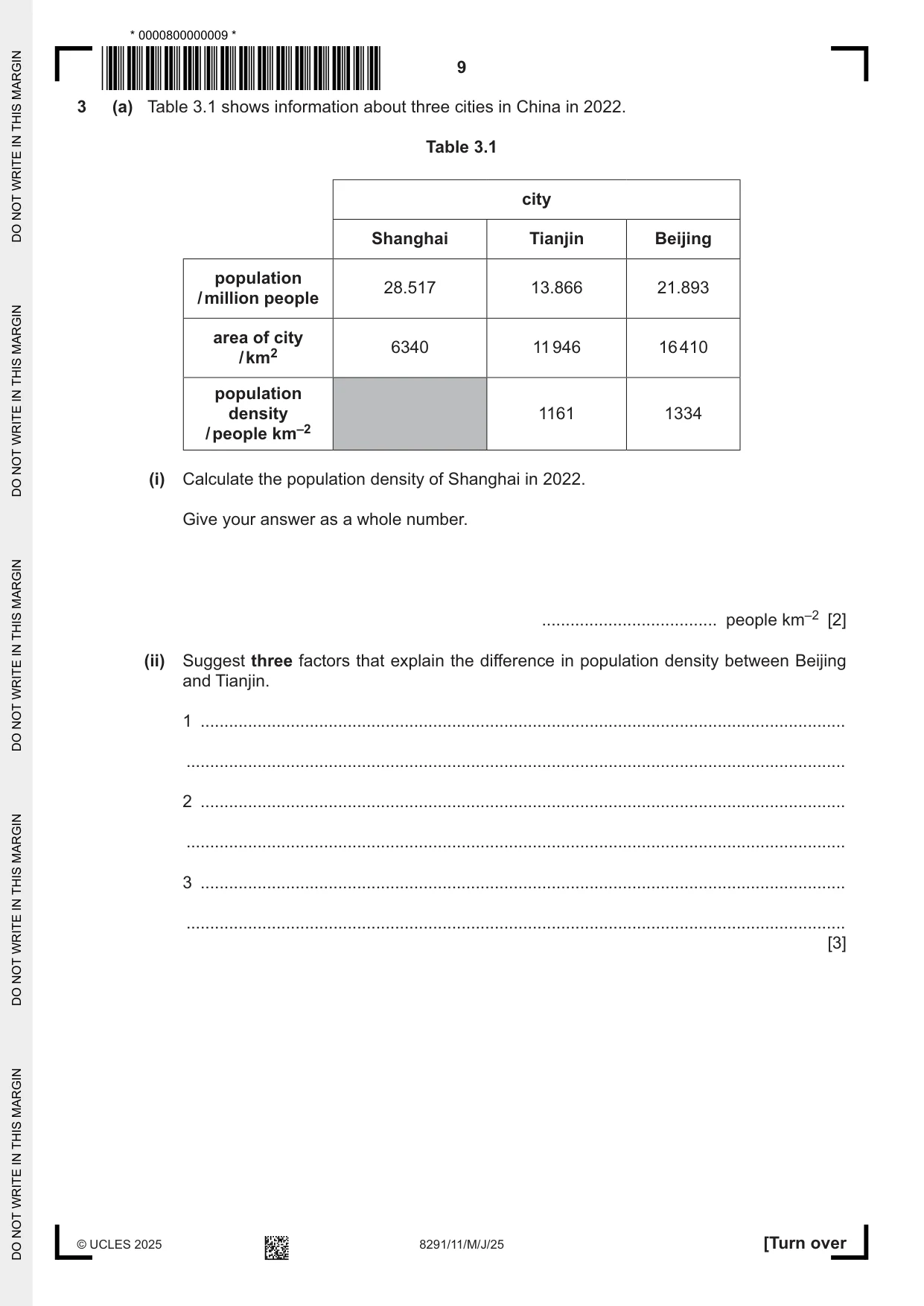 Cambridge A Level Environmental Management (AS only) 8291 2025 May/June Paper 1 · Variant 1 question paper, page 9 of 20