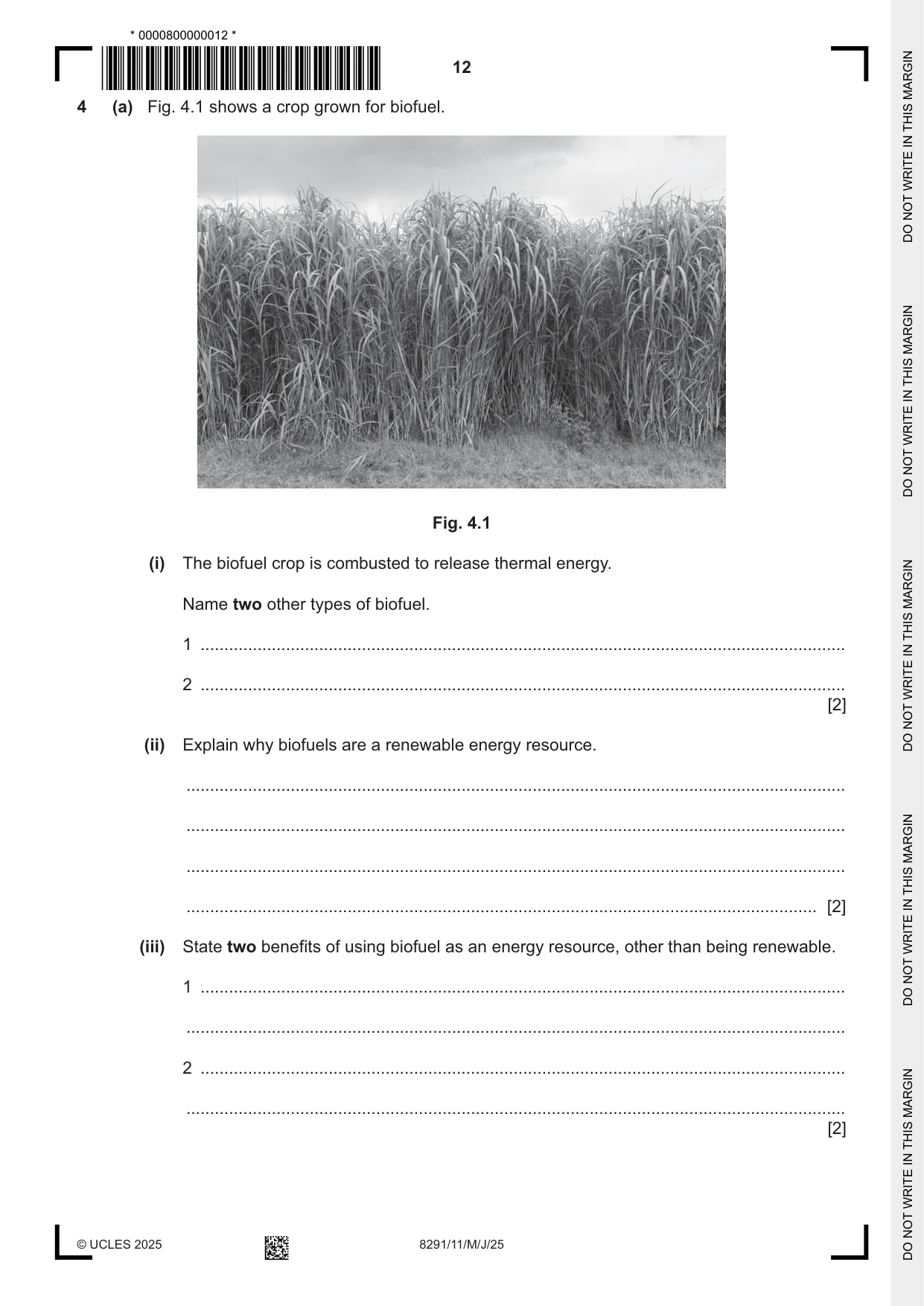 Cambridge A Level Environmental Management (AS only) 8291 2025 May/June Paper 1 · Variant 1 question paper, page 12 of 20