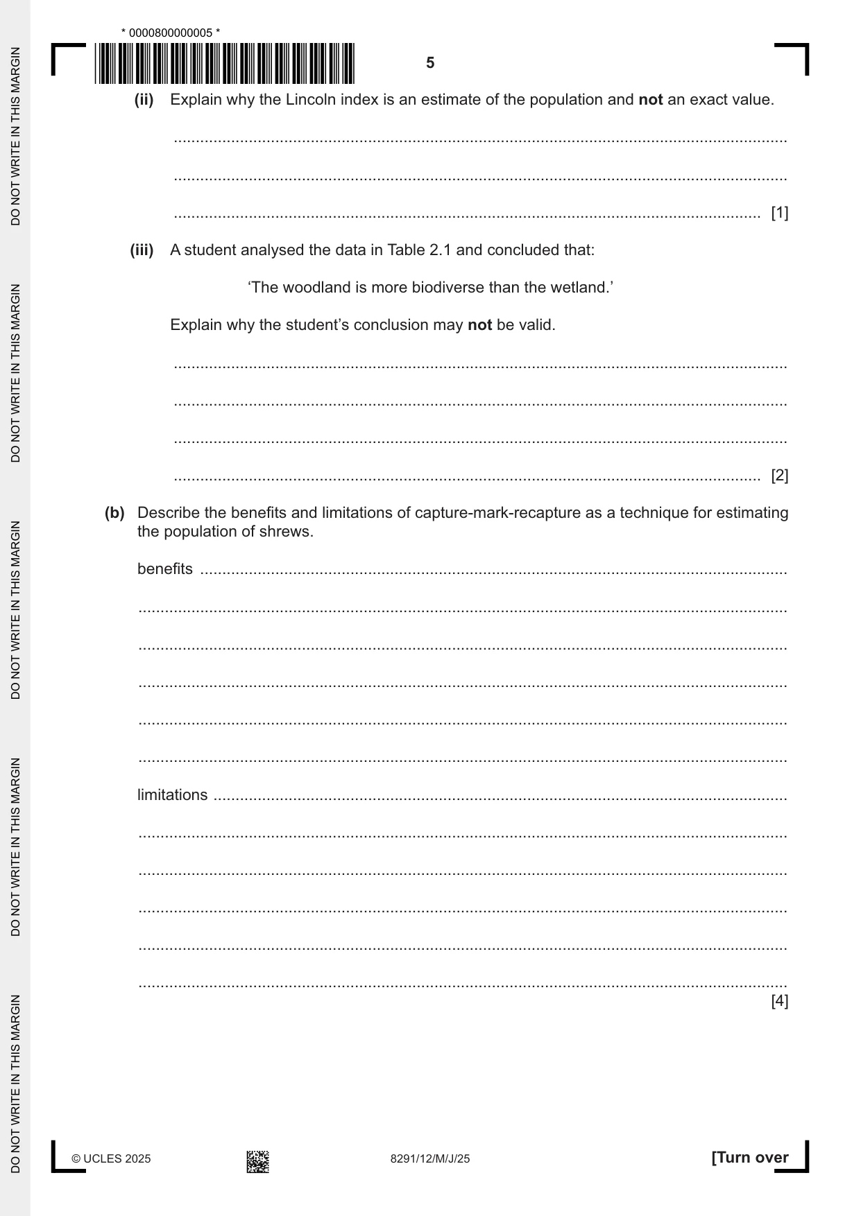 Cambridge A Level Environmental Management (AS only) 8291 2025 May/June Paper 1 · Variant 2 question paper, page 5 of 24
