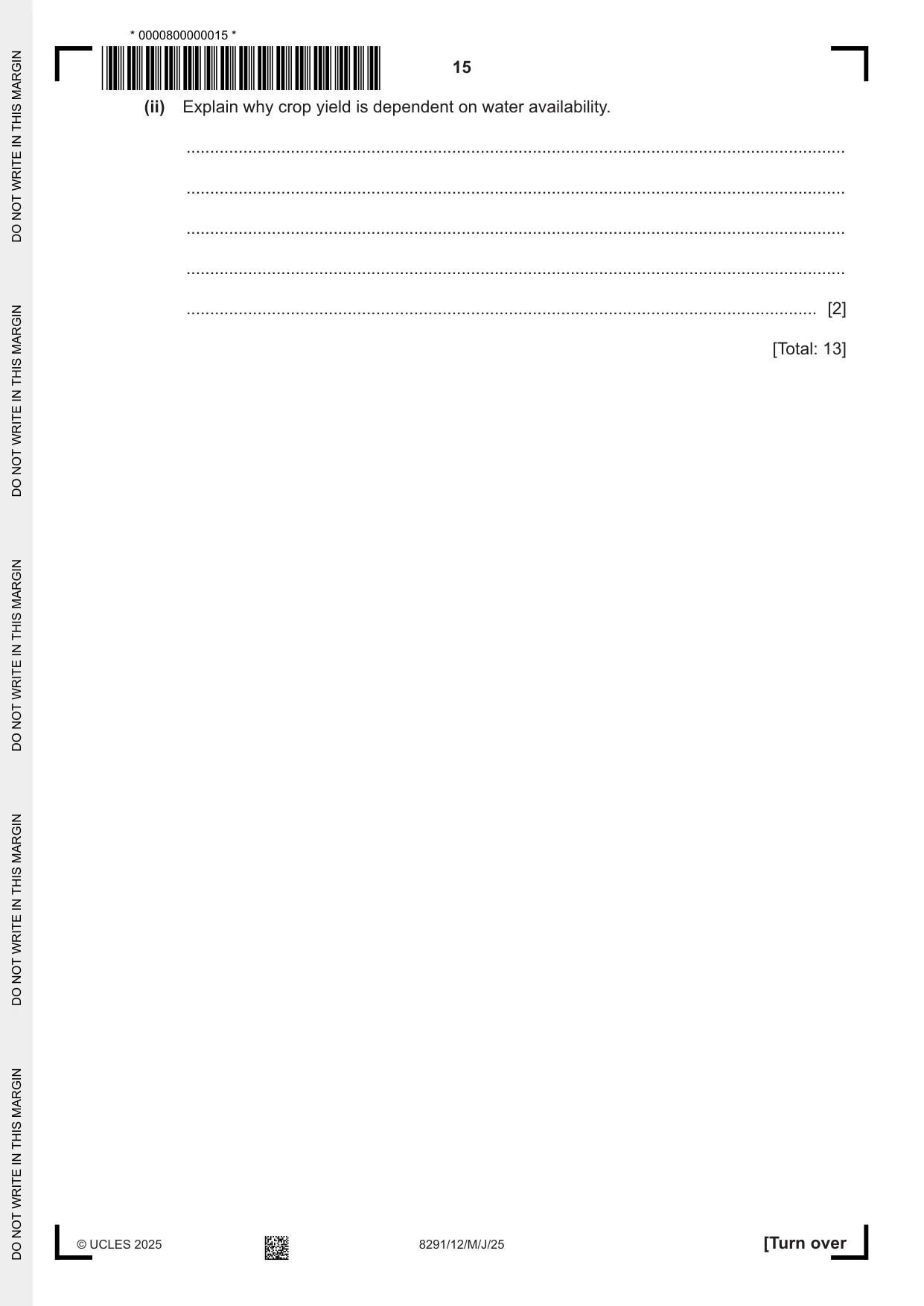 Cambridge A Level Environmental Management (AS only) 8291 2025 May/June Paper 1 · Variant 2 question paper, page 15 of 24