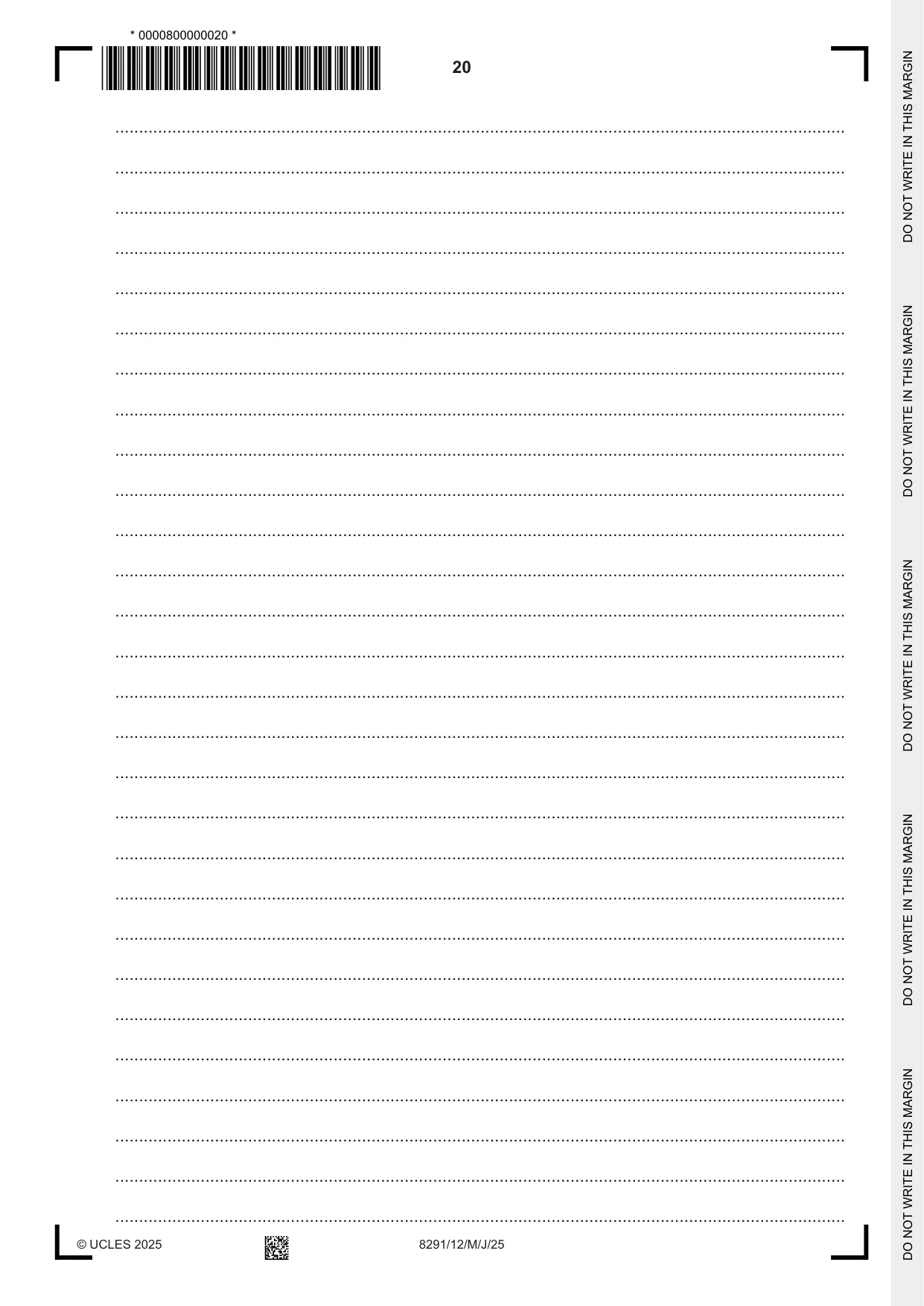 Cambridge A Level Environmental Management (AS only) 8291 2025 May/June Paper 1 · Variant 2 question paper, page 20 of 24