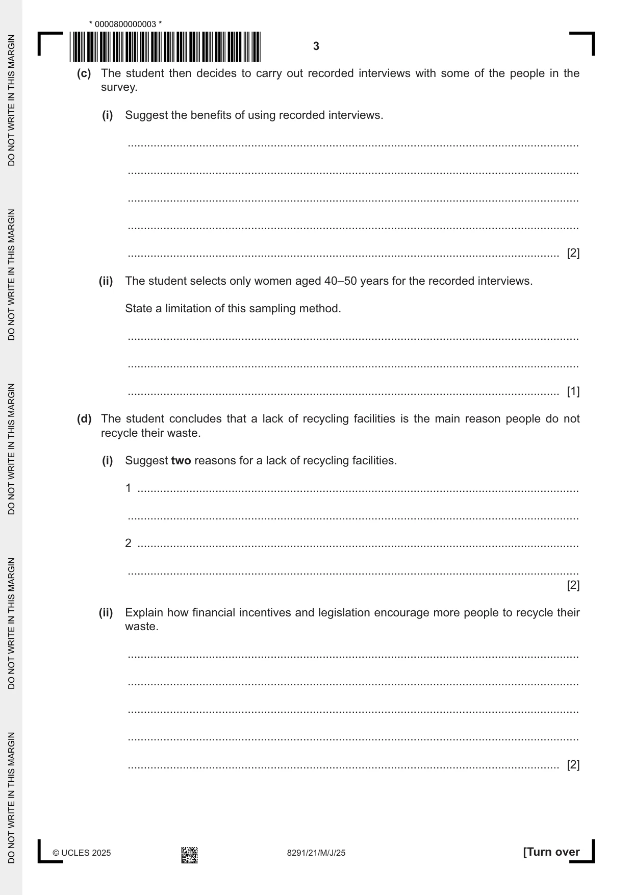 Cambridge A Level Environmental Management (AS only) 8291 2025 May/June Paper 2 · Variant 1 question paper, page 3 of 24