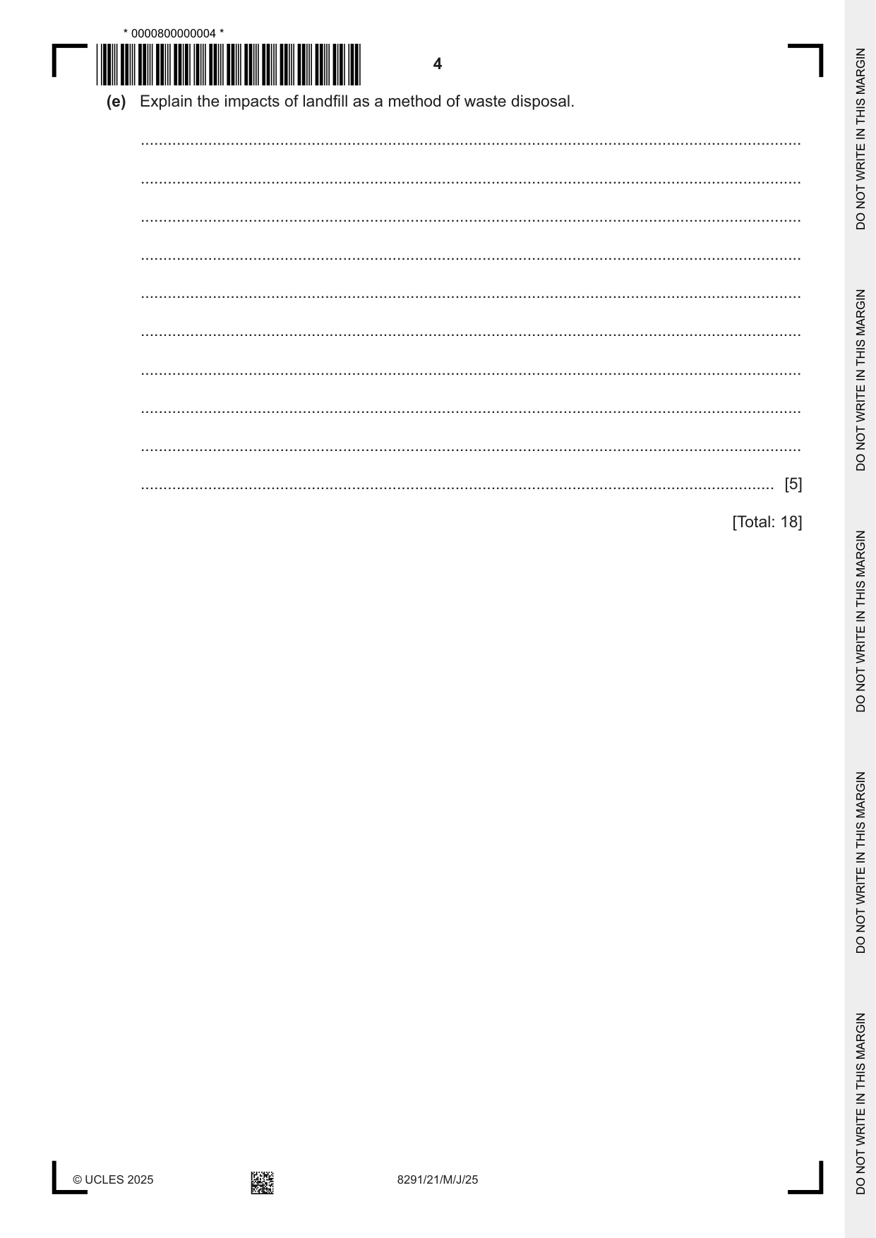 Cambridge A Level Environmental Management (AS only) 8291 2025 May/June Paper 2 · Variant 1 question paper, page 4 of 24