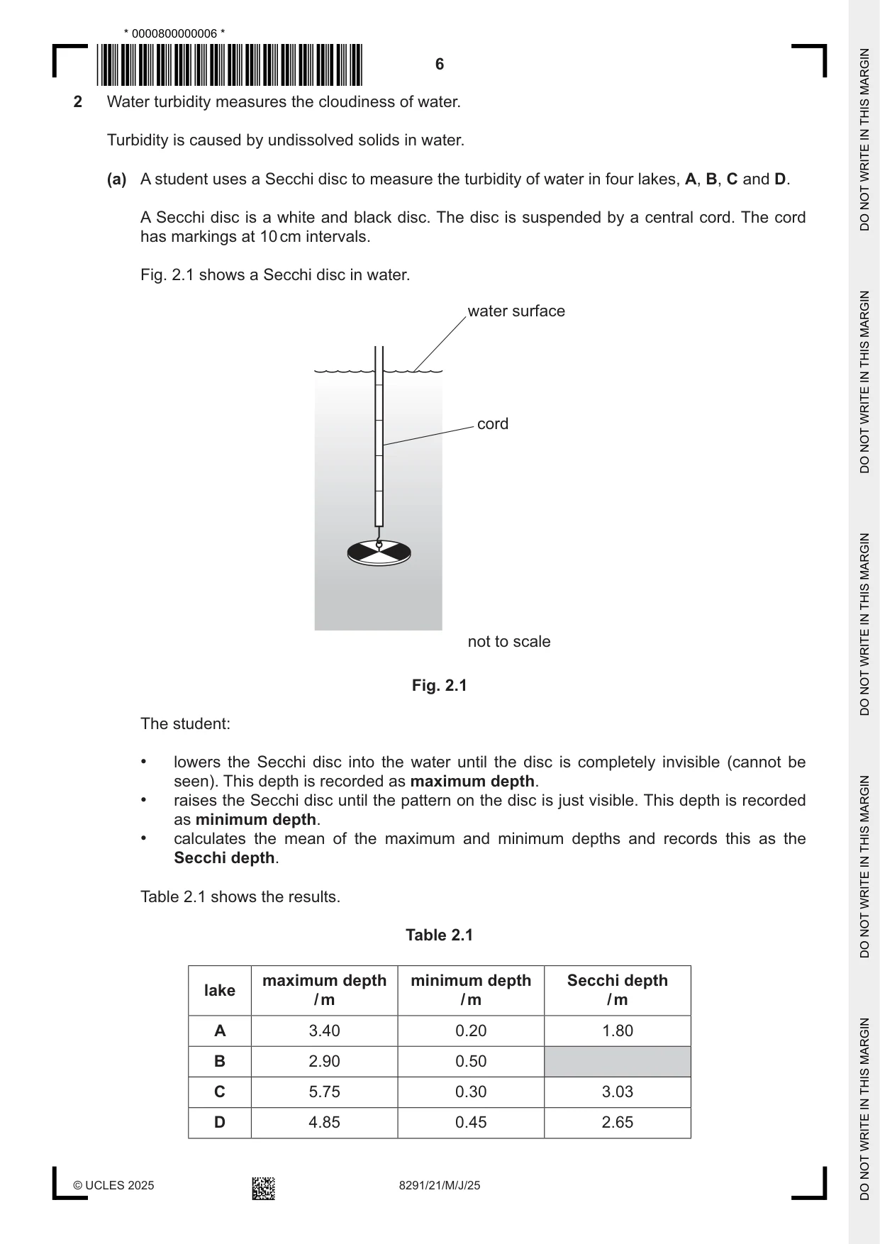 Cambridge A Level Environmental Management (AS only) 8291 2025 May/June Paper 2 · Variant 1 question paper, page 6 of 24