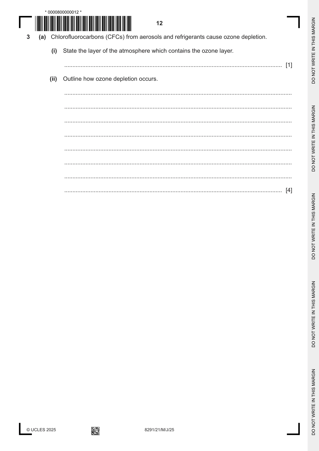 Cambridge A Level Environmental Management (AS only) 8291 2025 May/June Paper 2 · Variant 1 question paper, page 12 of 24