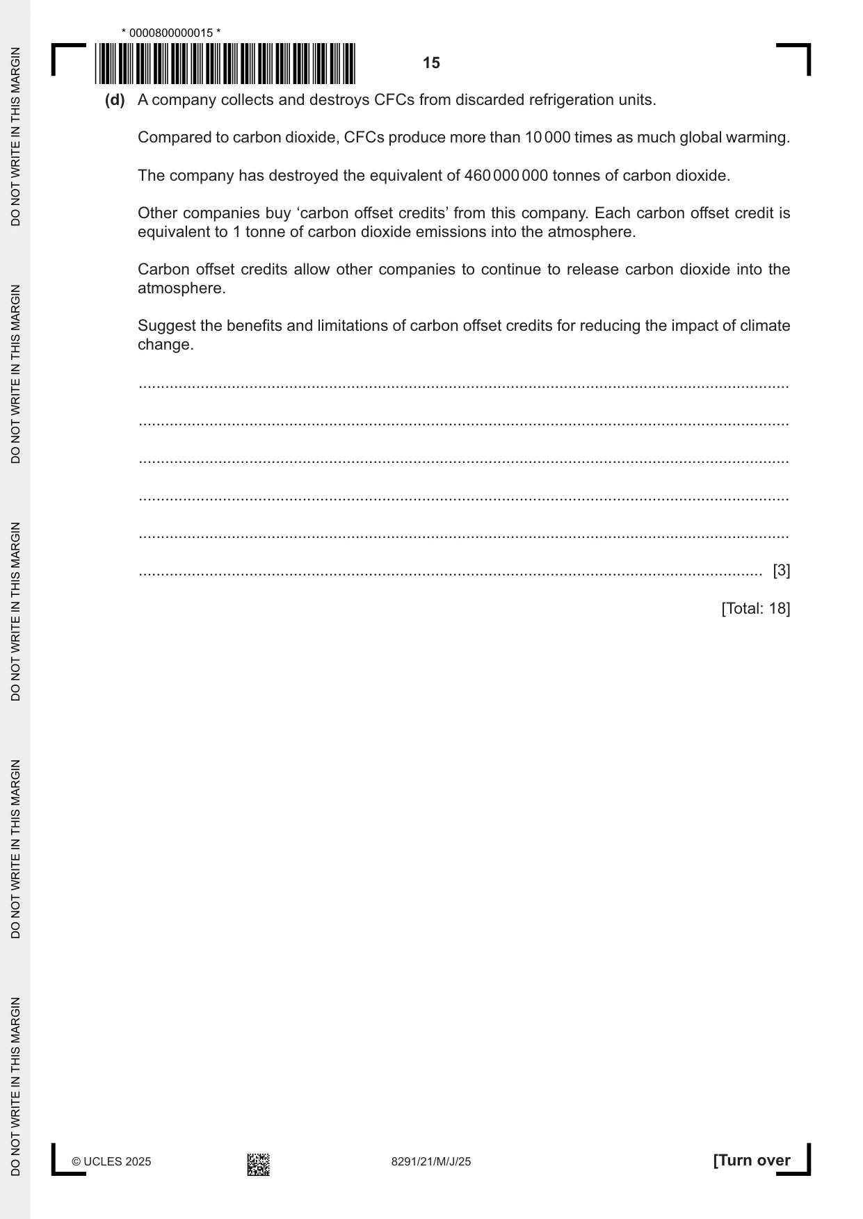 Cambridge A Level Environmental Management (AS only) 8291 2025 May/June Paper 2 · Variant 1 question paper, page 15 of 24