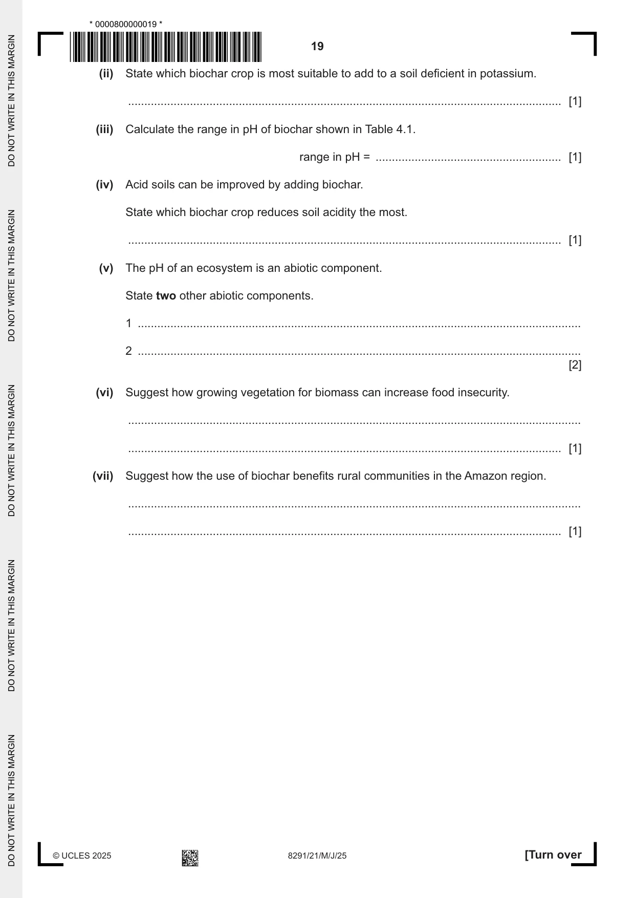 Cambridge A Level Environmental Management (AS only) 8291 2025 May/June Paper 2 · Variant 1 question paper, page 19 of 24