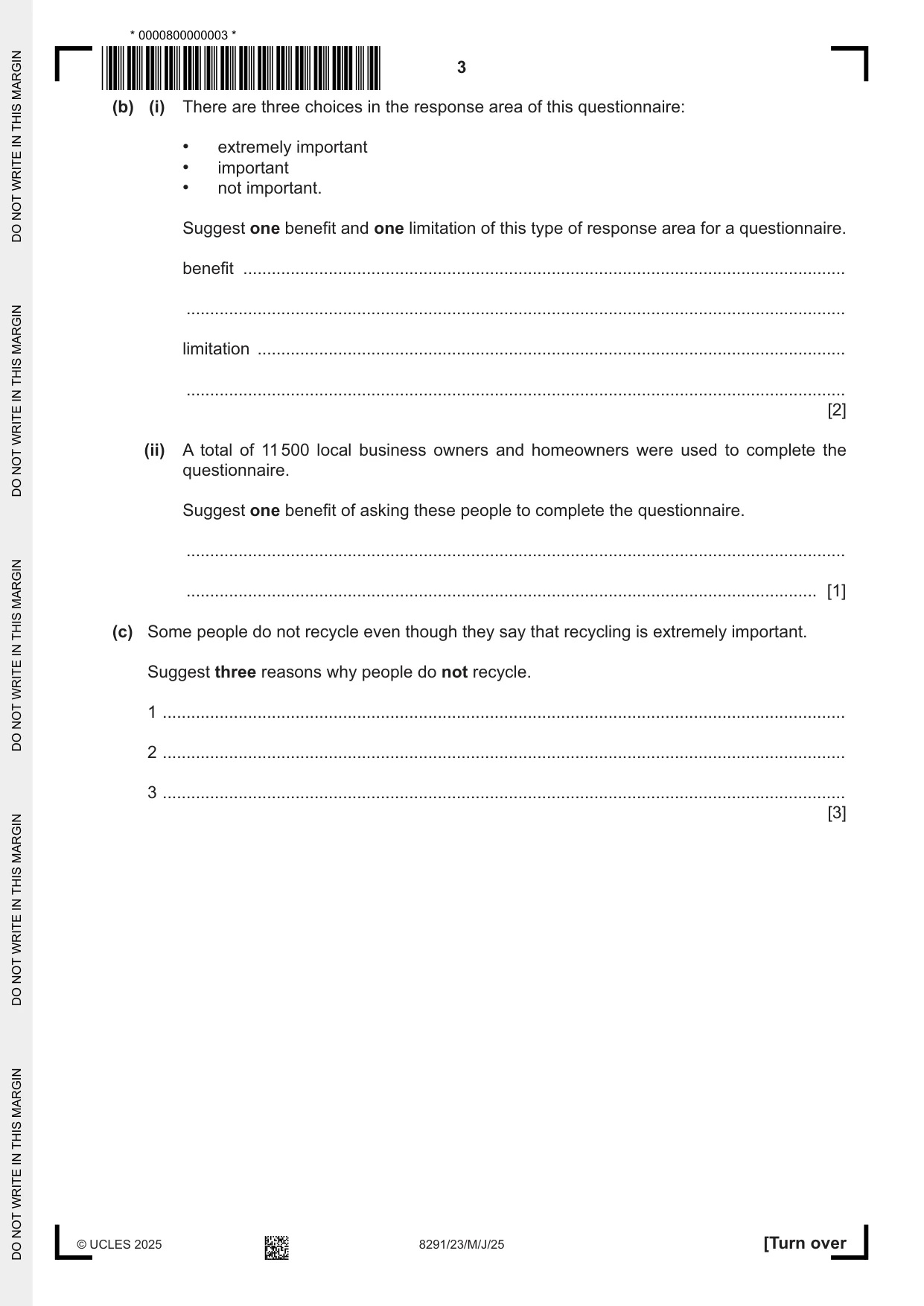 Cambridge A Level Environmental Management (AS only) 8291 2025 May/June Paper 2 · Variant 3 question paper, page 3 of 20