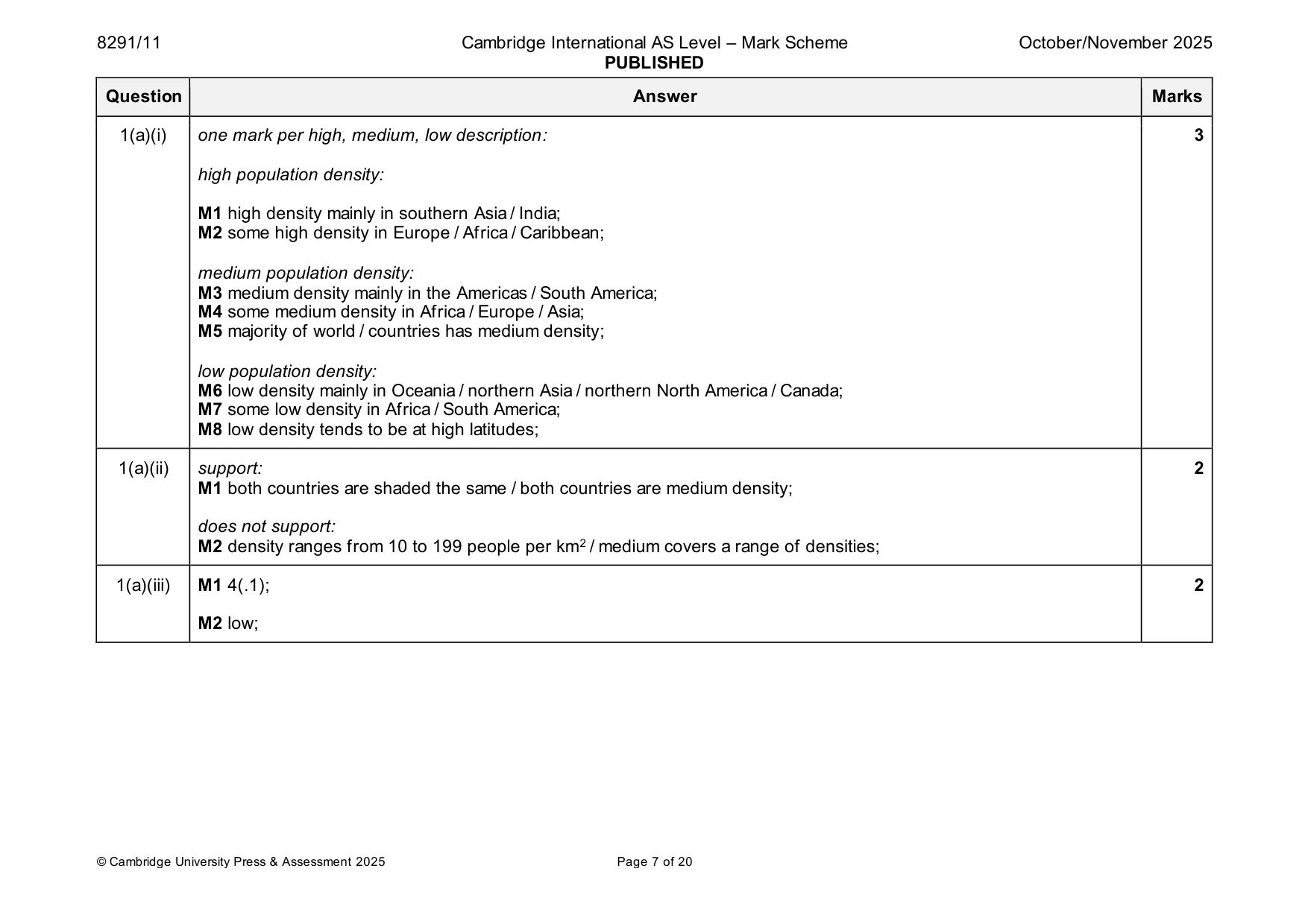 Mark scheme, page 7 of 20
