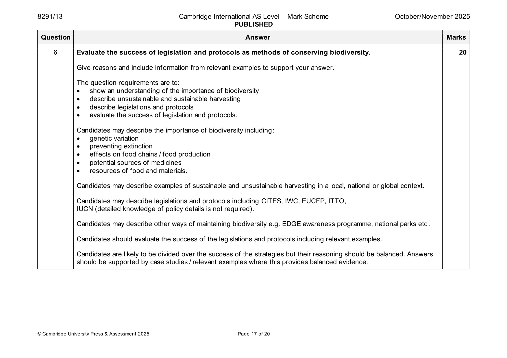 Mark scheme, page 17 of 20