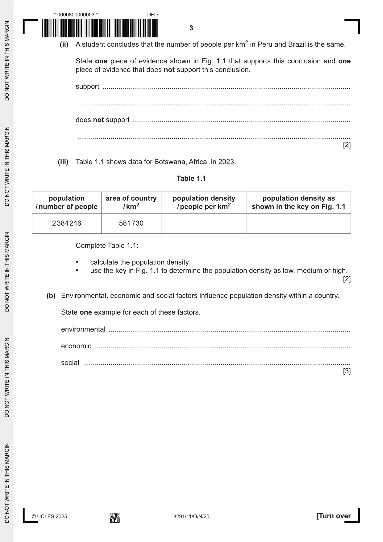 Cambridge A Level Environmental Management (AS only) 8291 2025 Oct/Nov Paper 1 · Variant 1 question paper, page 3 of 20