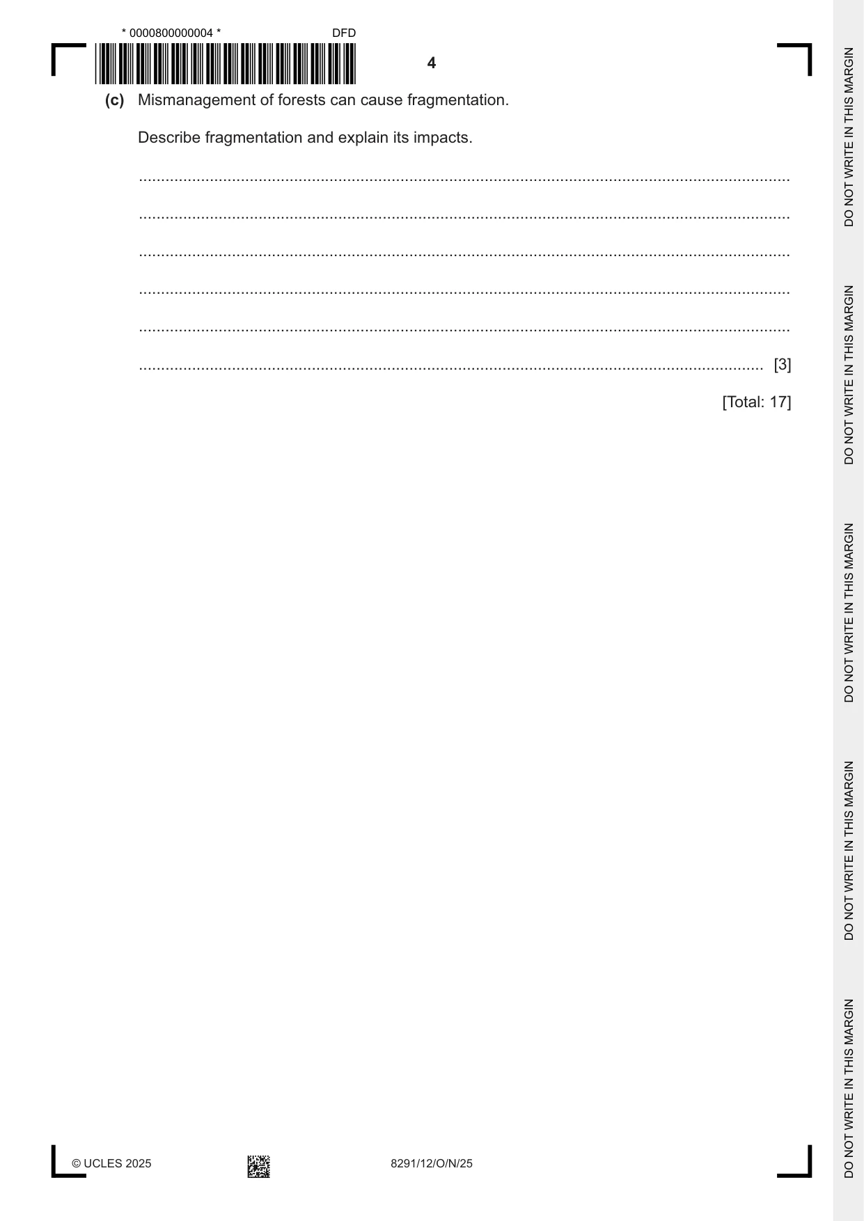 Cambridge A Level Environmental Management (AS only) 8291 2025 Oct/Nov Paper 1 · Variant 2 question paper, page 4 of 20