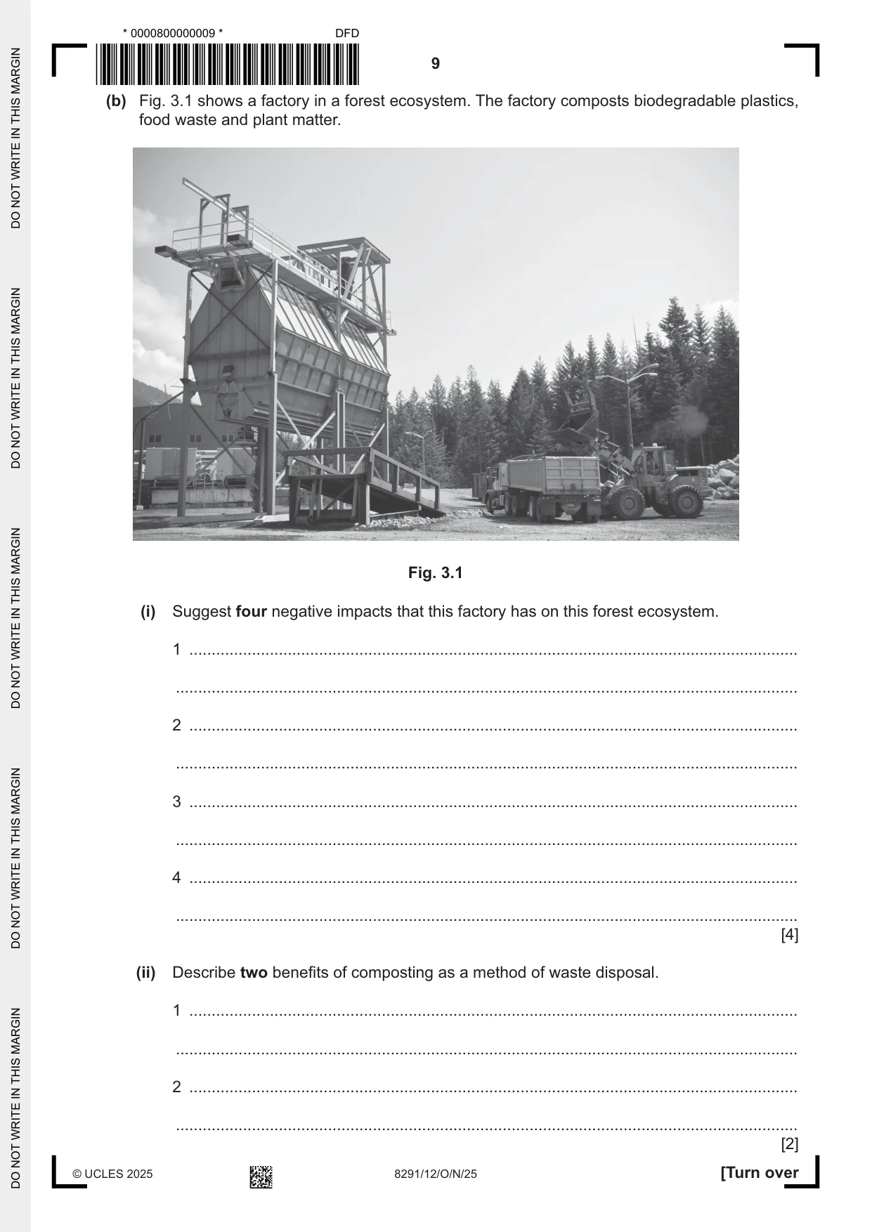 Cambridge A Level Environmental Management (AS only) 8291 2025 Oct/Nov Paper 1 · Variant 2 question paper, page 9 of 20