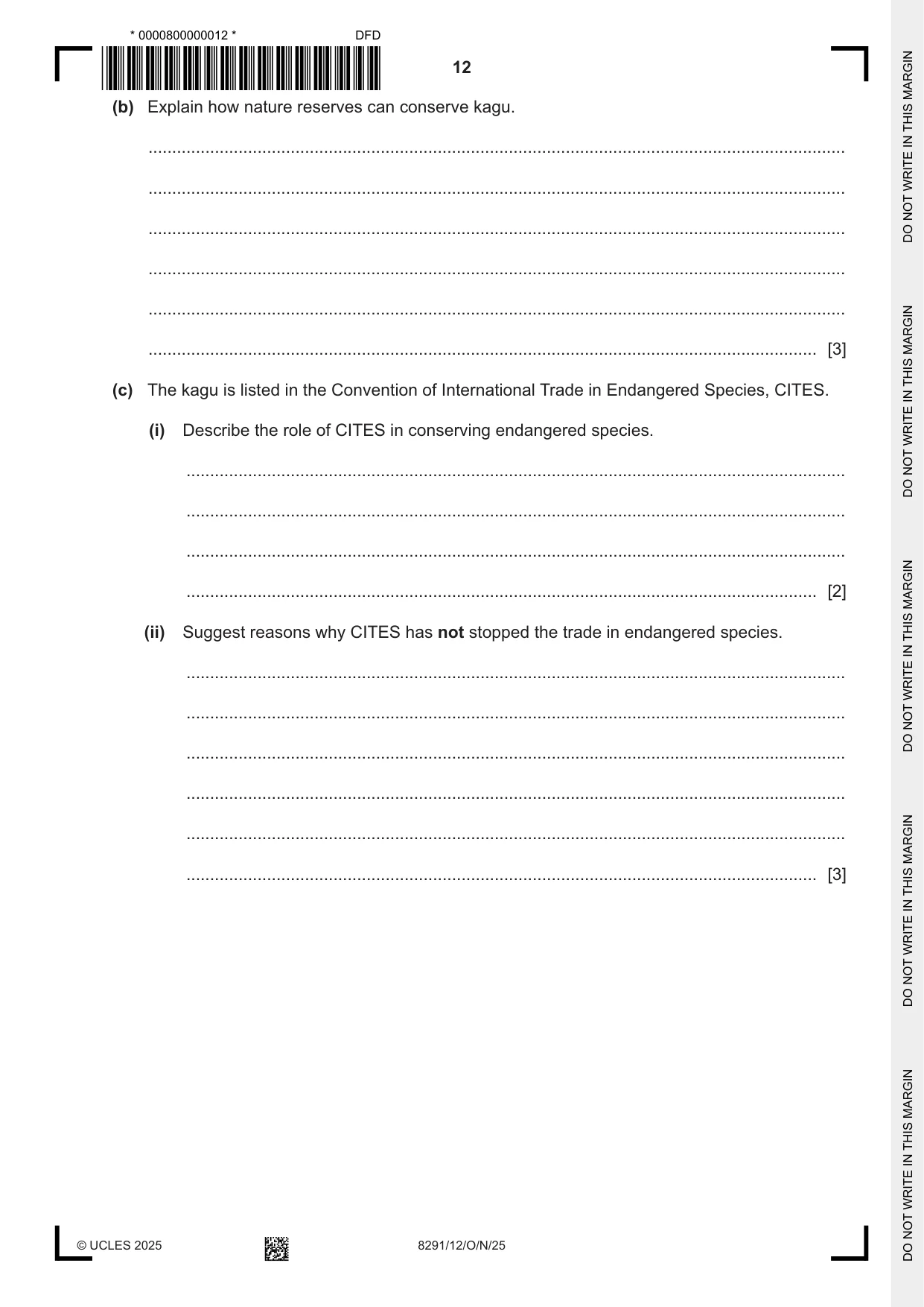 Cambridge A Level Environmental Management (AS only) 8291 2025 Oct/Nov Paper 1 · Variant 2 question paper, page 12 of 20