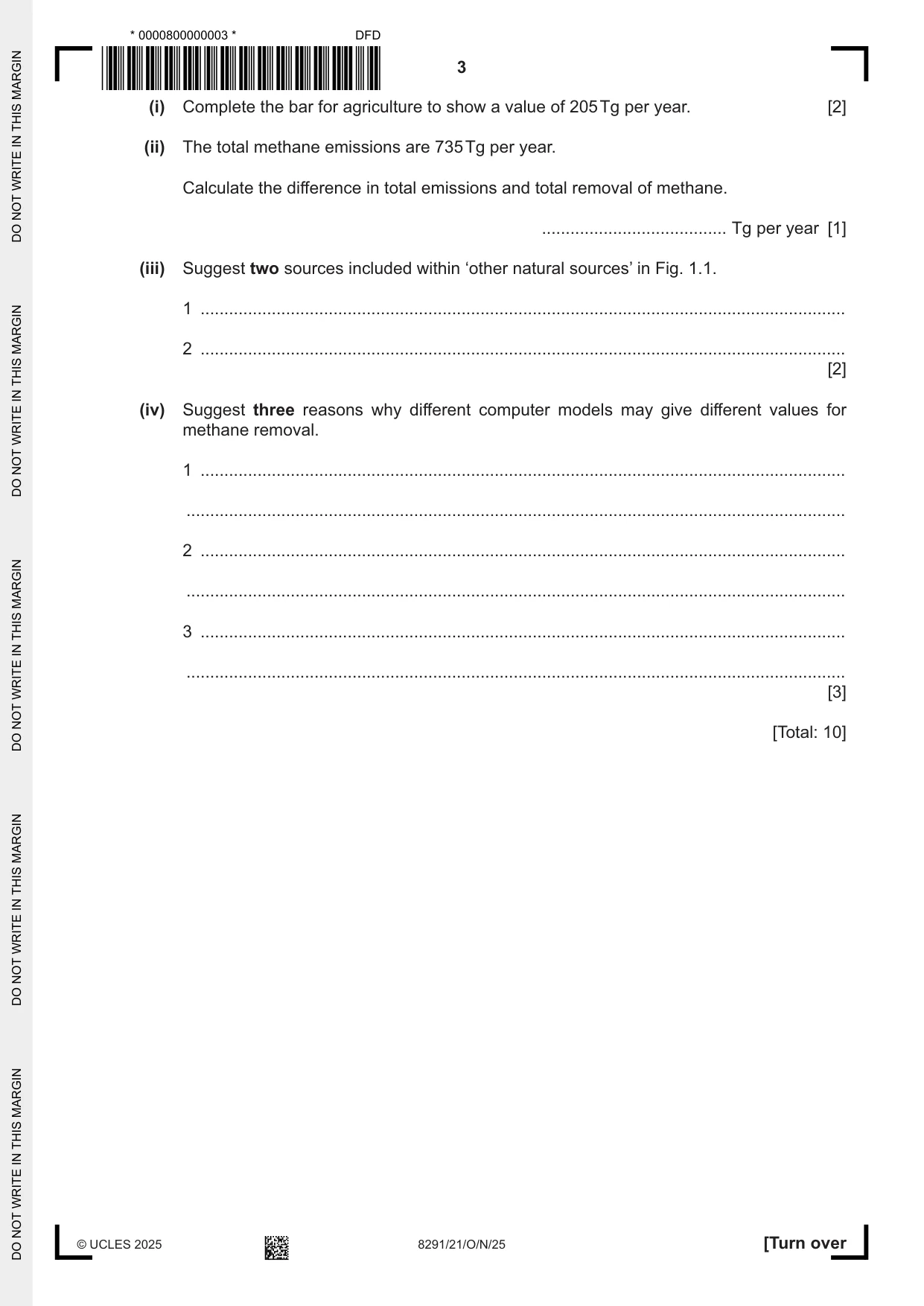 Cambridge A Level Environmental Management (AS only) 8291 2025 Oct/Nov Paper 2 · Variant 1 question paper, page 3 of 24