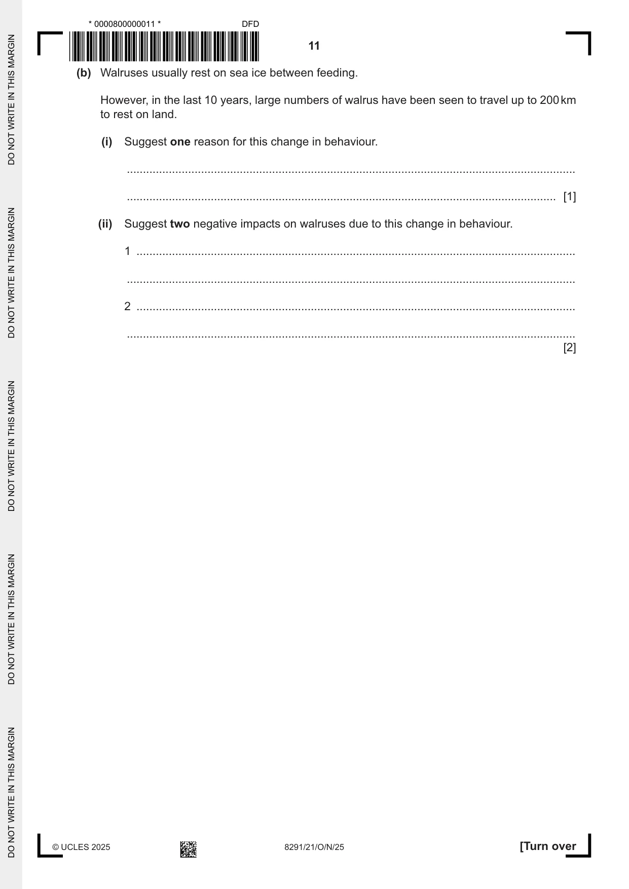 Cambridge A Level Environmental Management (AS only) 8291 2025 Oct/Nov Paper 2 · Variant 1 question paper, page 11 of 24