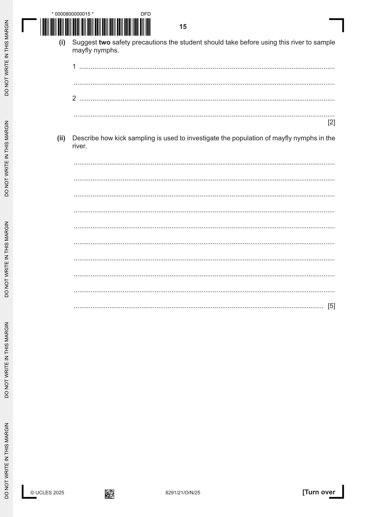 Cambridge A Level Environmental Management (AS only) 8291 2025 Oct/Nov Paper 2 · Variant 1 question paper, page 15 of 24