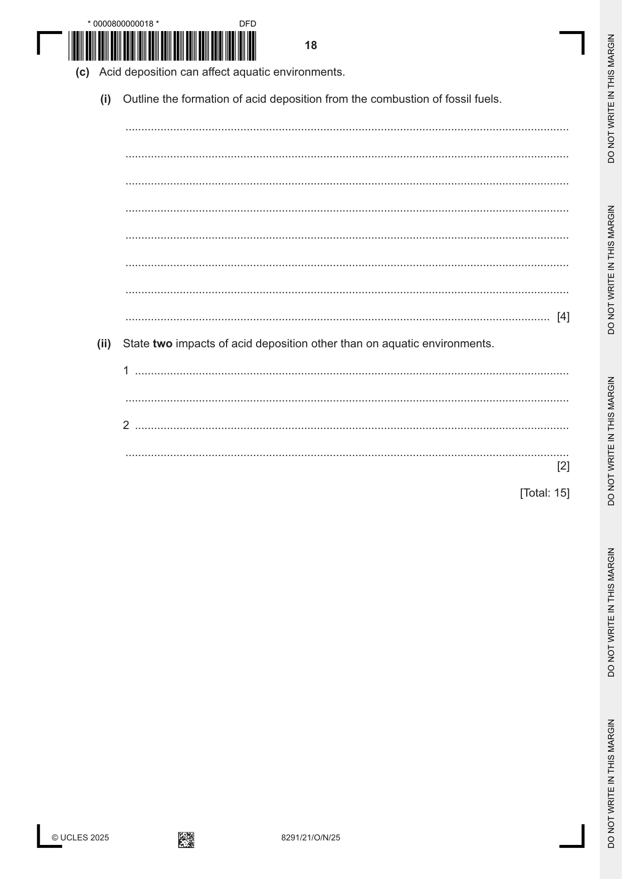 Cambridge A Level Environmental Management (AS only) 8291 2025 Oct/Nov Paper 2 · Variant 1 question paper, page 18 of 24