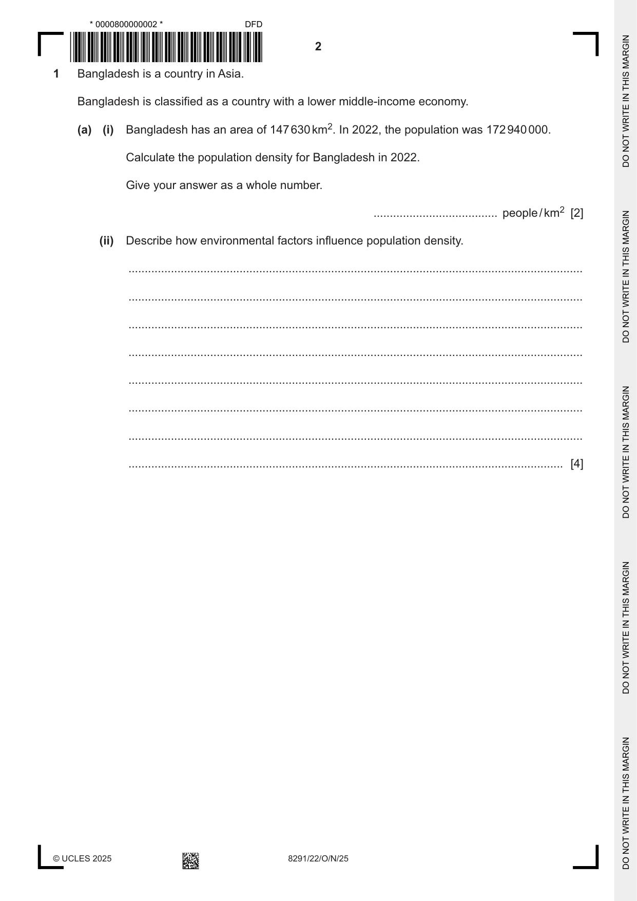 Cambridge A Level Environmental Management (AS only) 8291 2025 Oct/Nov Paper 2 · Variant 2 question paper, page 2 of 24