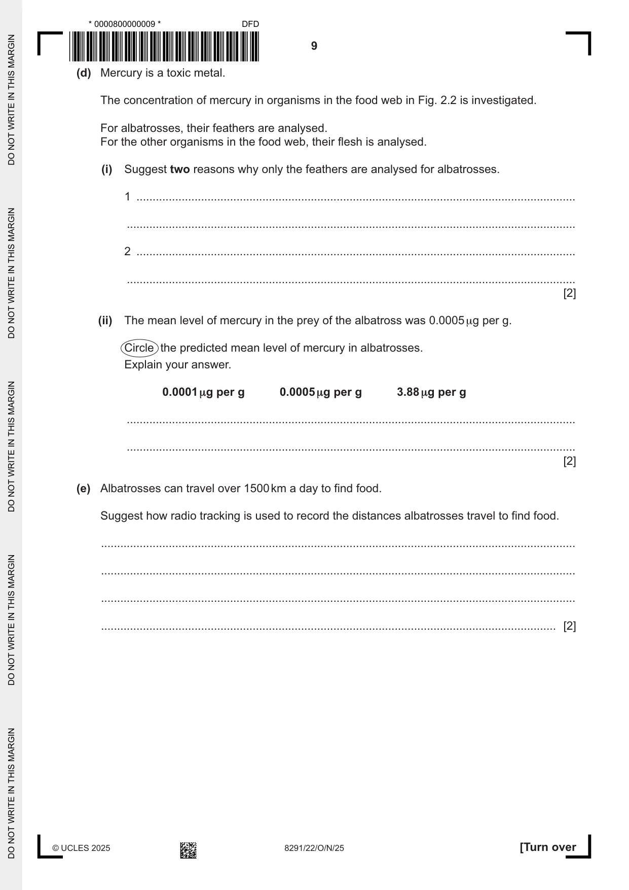 Cambridge A Level Environmental Management (AS only) 8291 2025 Oct/Nov Paper 2 · Variant 2 question paper, page 9 of 24