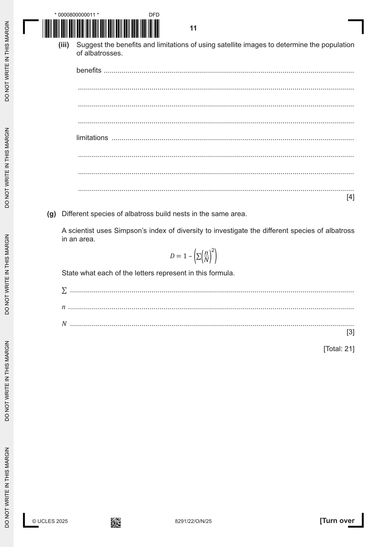 Cambridge A Level Environmental Management (AS only) 8291 2025 Oct/Nov Paper 2 · Variant 2 question paper, page 11 of 24