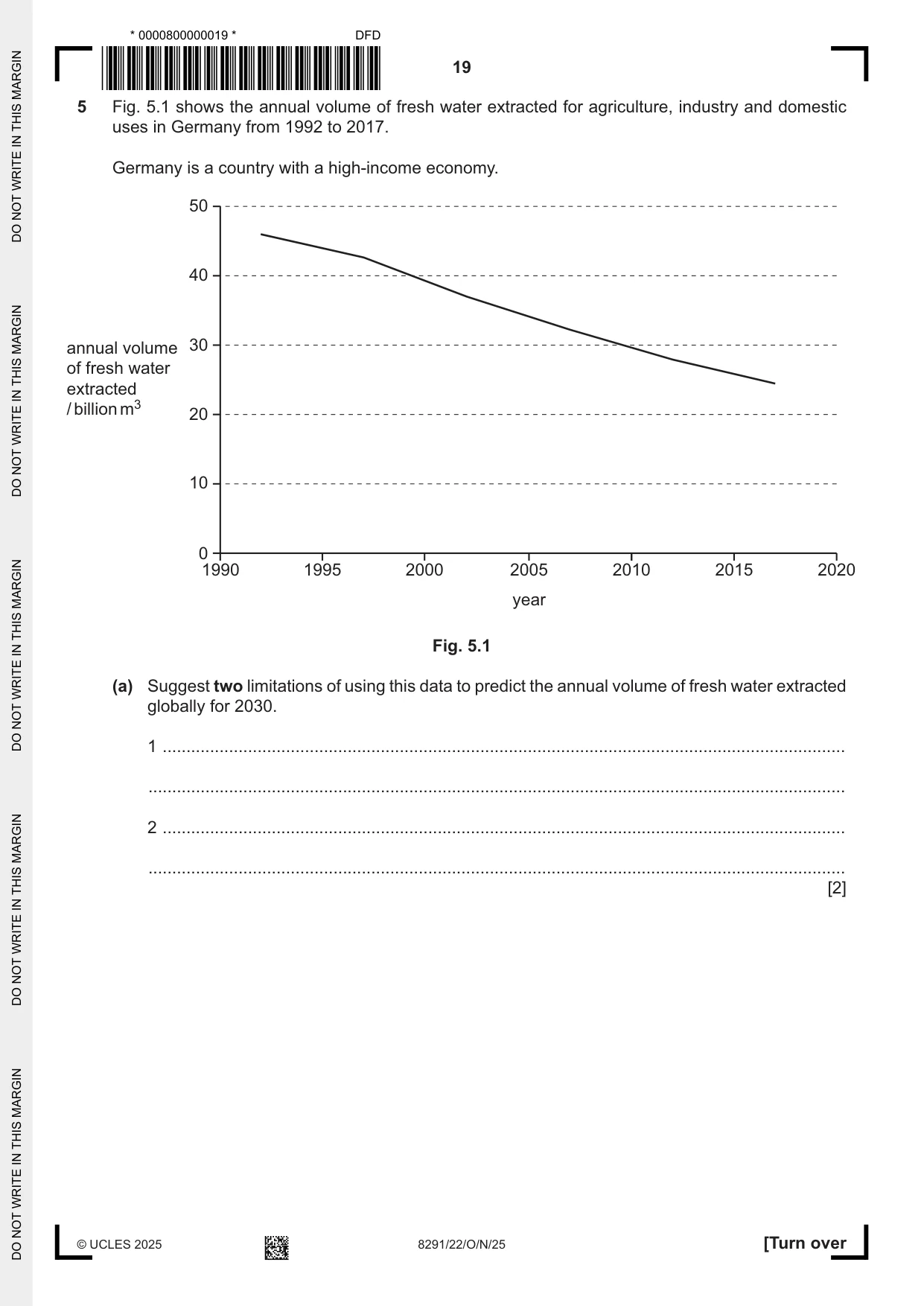 Cambridge A Level Environmental Management (AS only) 8291 2025 Oct/Nov Paper 2 · Variant 2 question paper, page 19 of 24