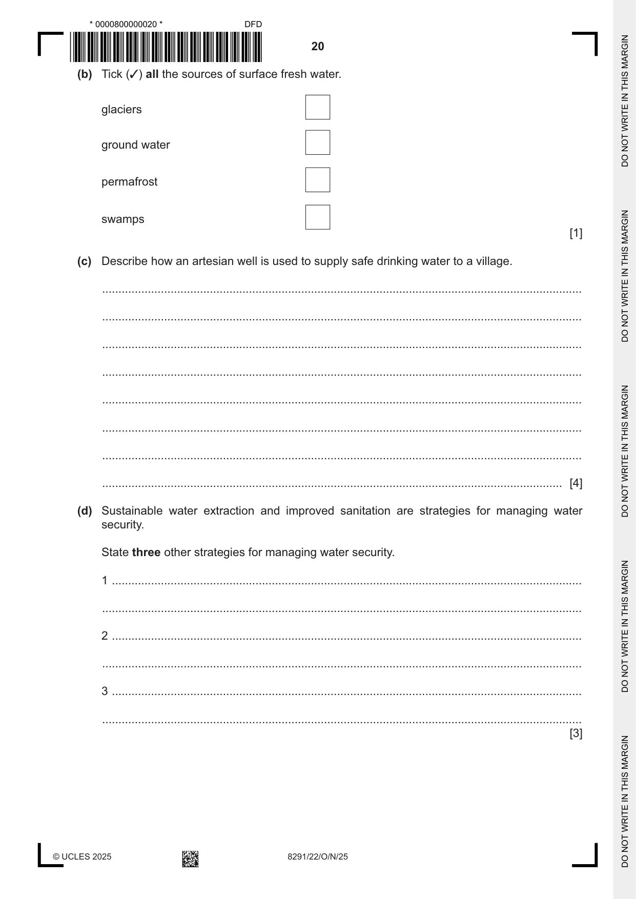Cambridge A Level Environmental Management (AS only) 8291 2025 Oct/Nov Paper 2 · Variant 2 question paper, page 20 of 24